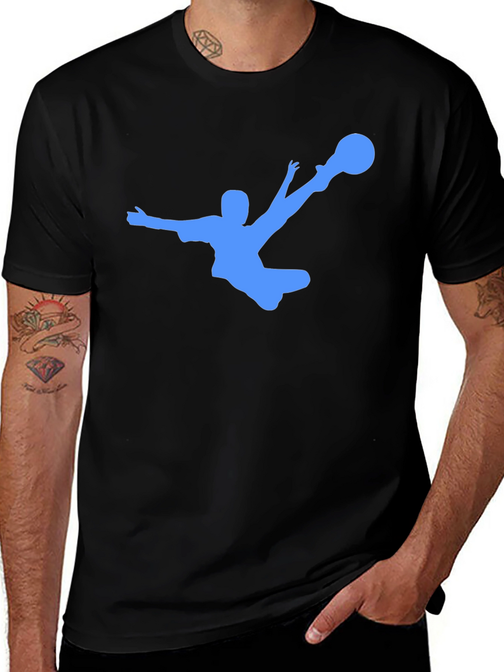 Soccer Kick Black T-Shirt - Cool Graphic Tee