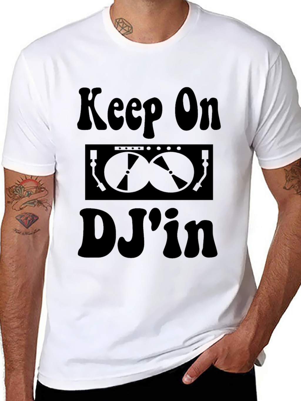 Keep On DJin Black Graphic T-Shirt