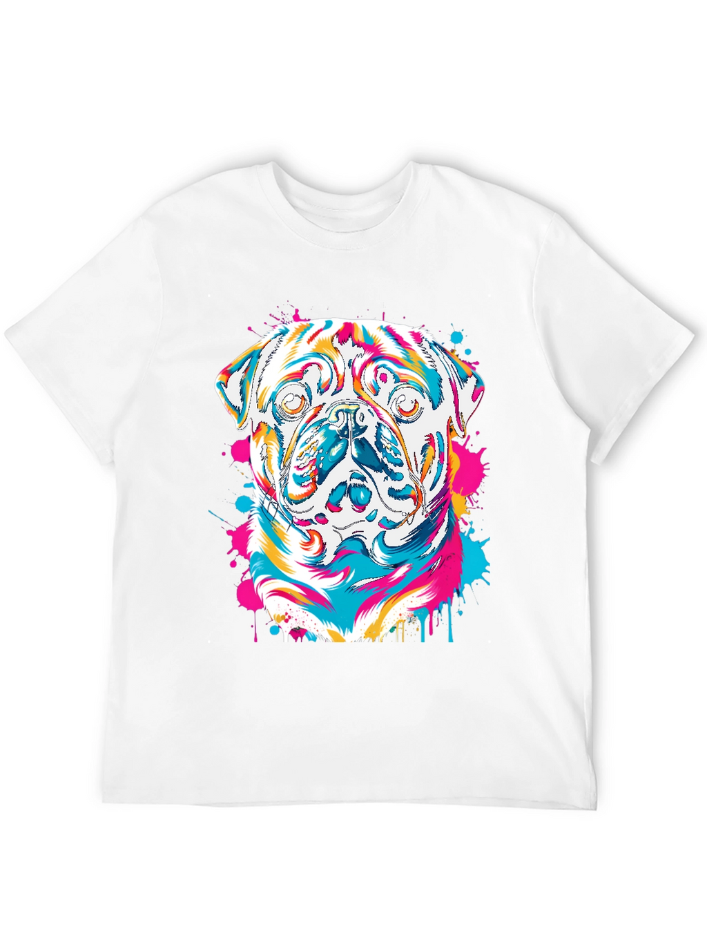 Colorful Pug Graphic T-Shirt
