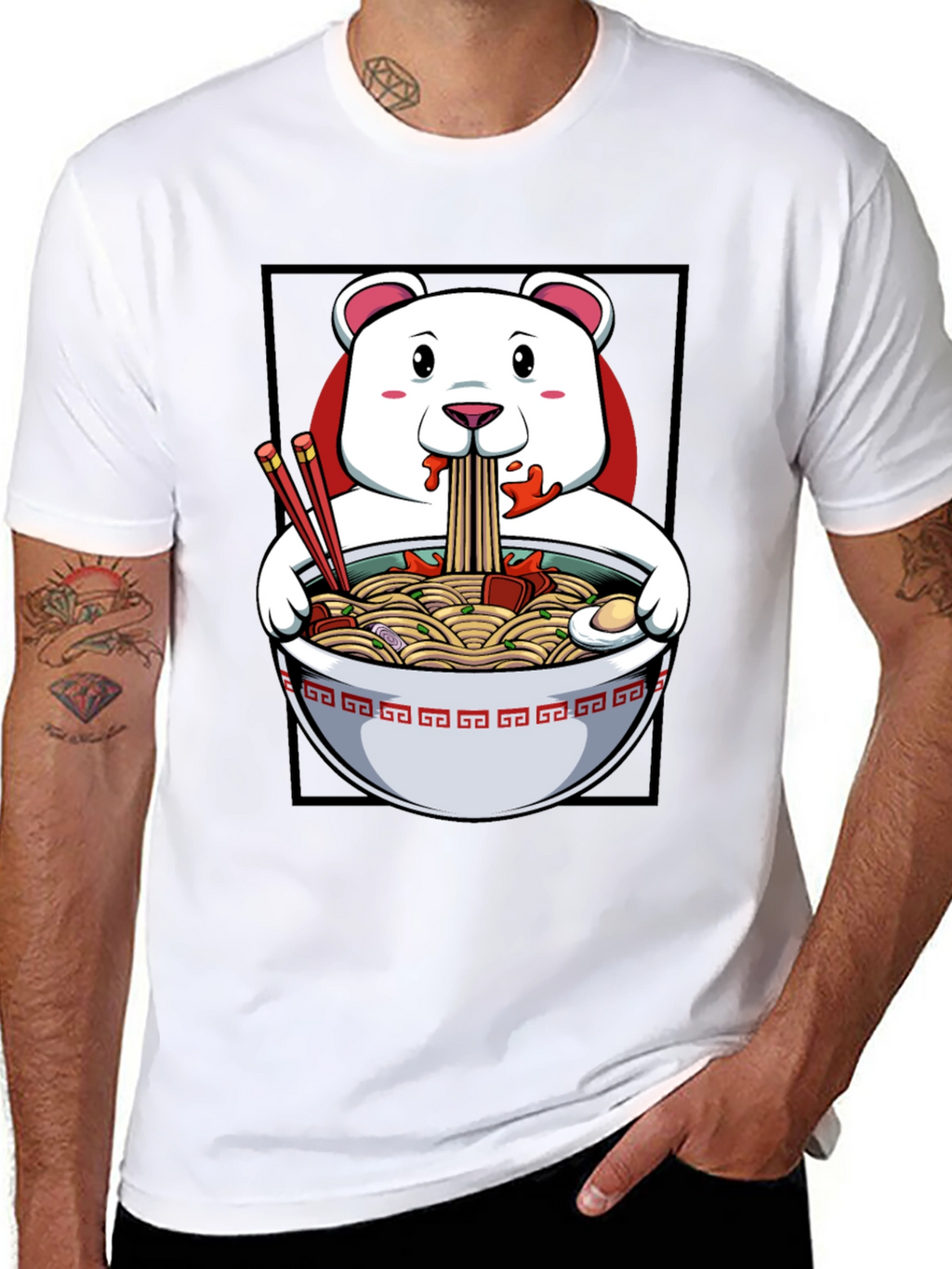 Ramen Bear Graphic Tee - Funny Foodie T-Shirt