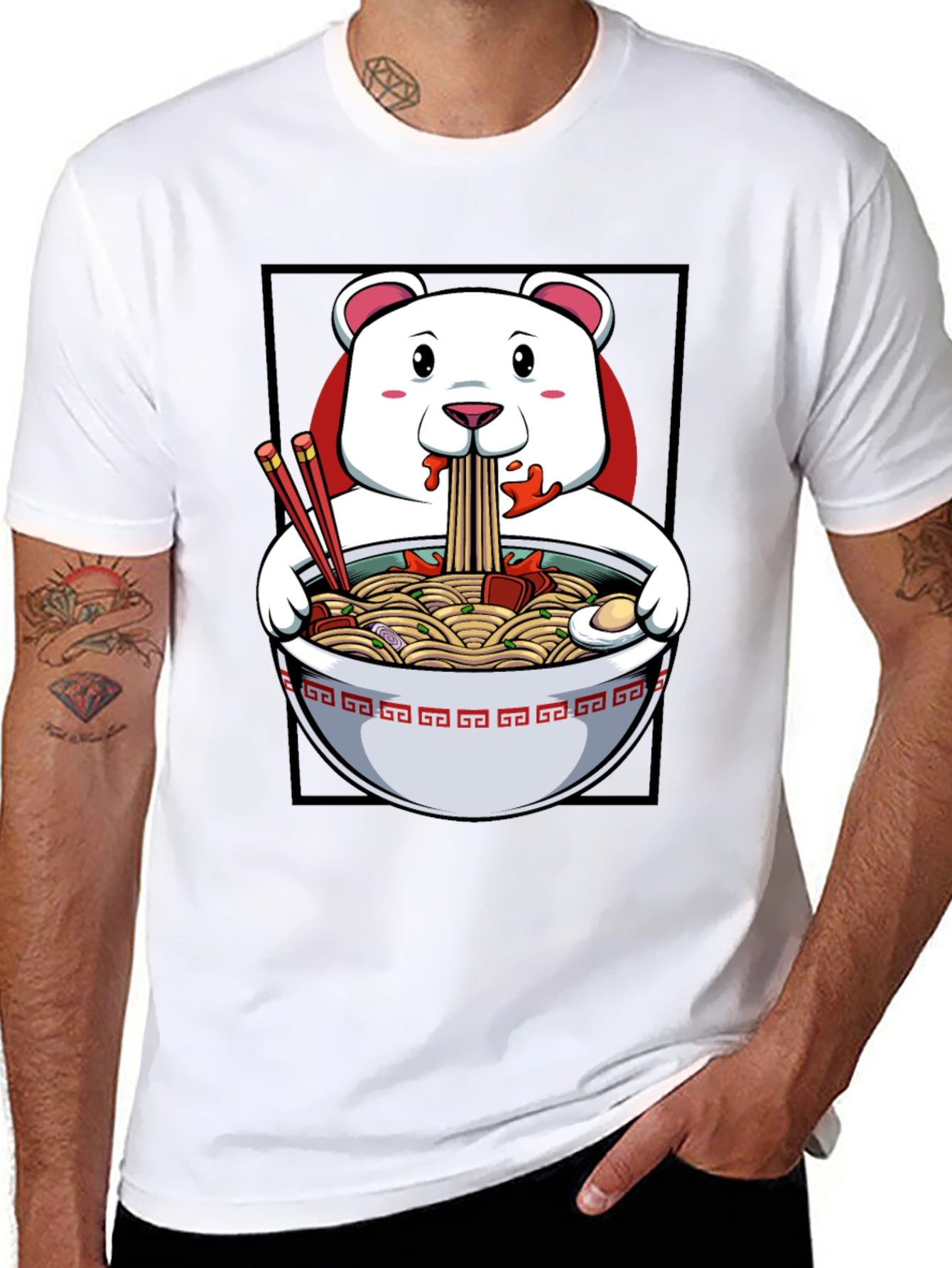 Ramen Bear Graphic Tee - Funny Foodie T-Shirt
