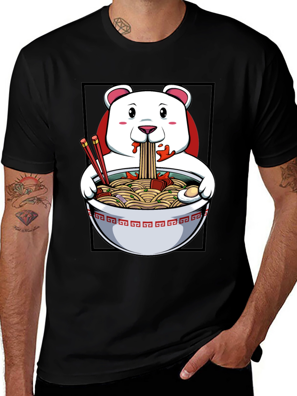 Ramen Bear Graphic Tee - Funny Foodie T-Shirt