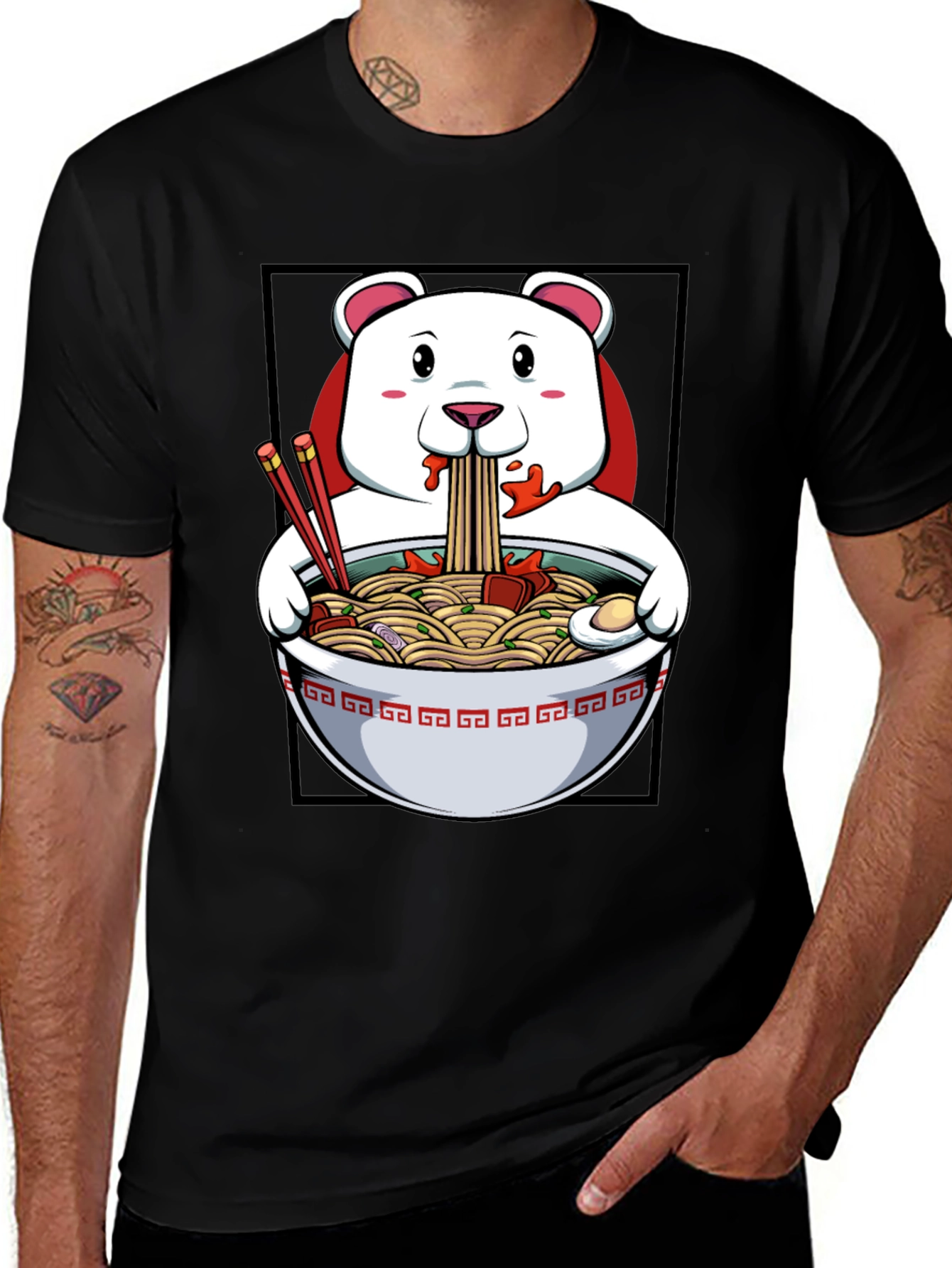 Ramen Bear Graphic Tee - Funny Foodie T-Shirt