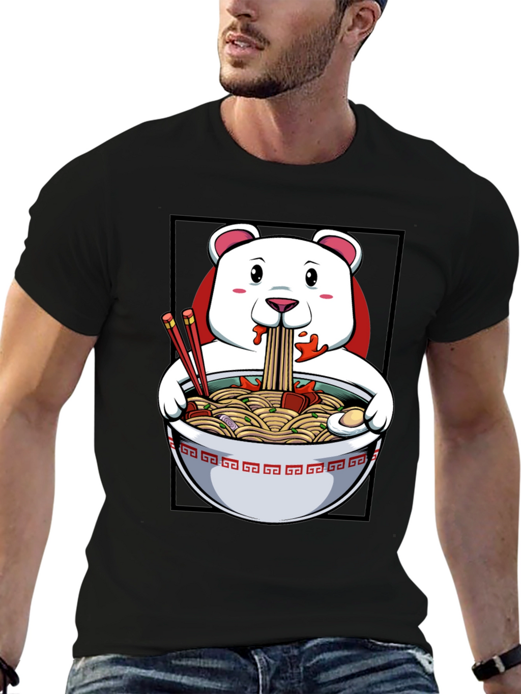 Ramen Bear Graphic Tee - Funny Foodie T-Shirt
