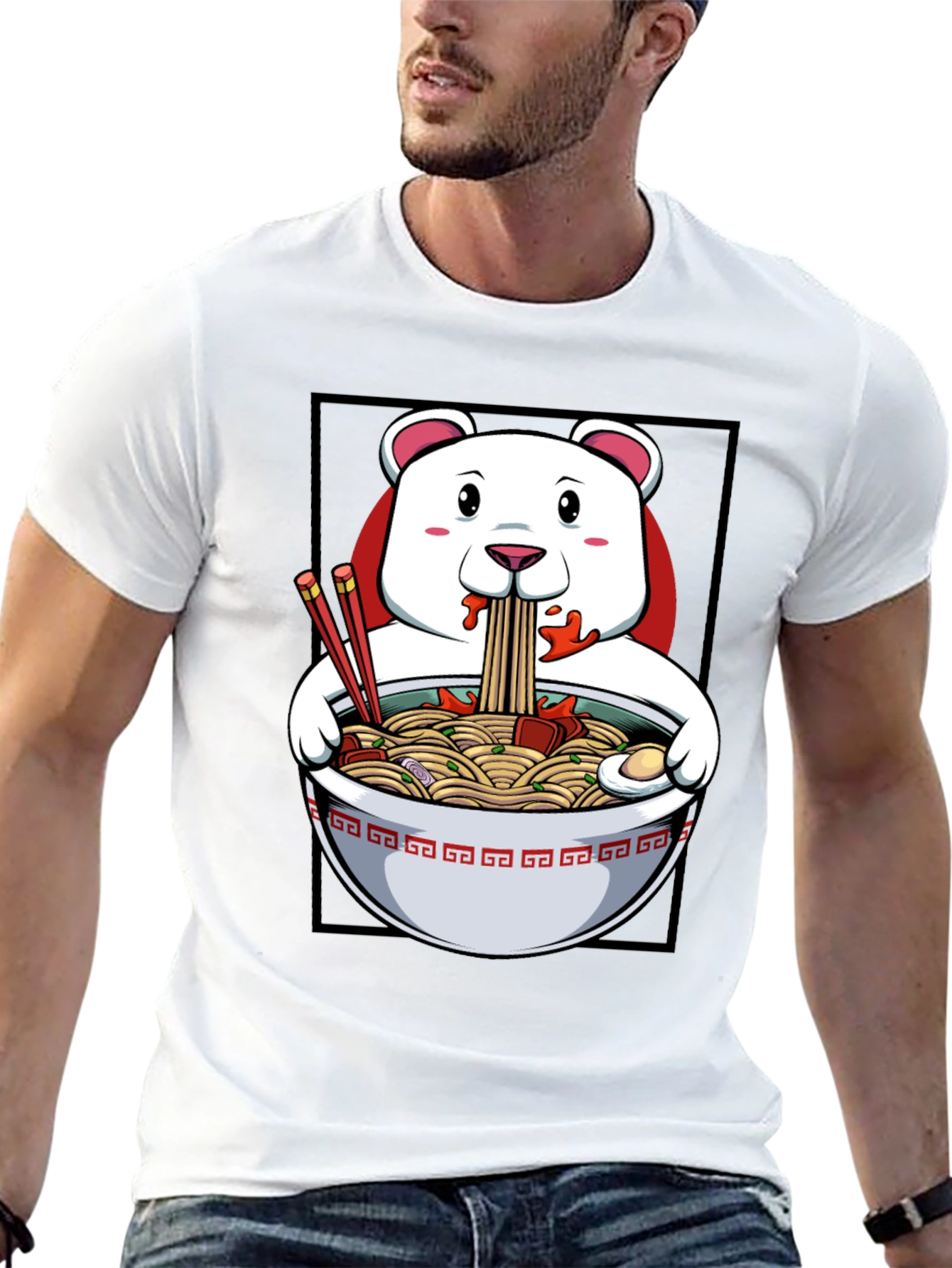 Ramen Bear Graphic Tee - Funny Foodie T-Shirt