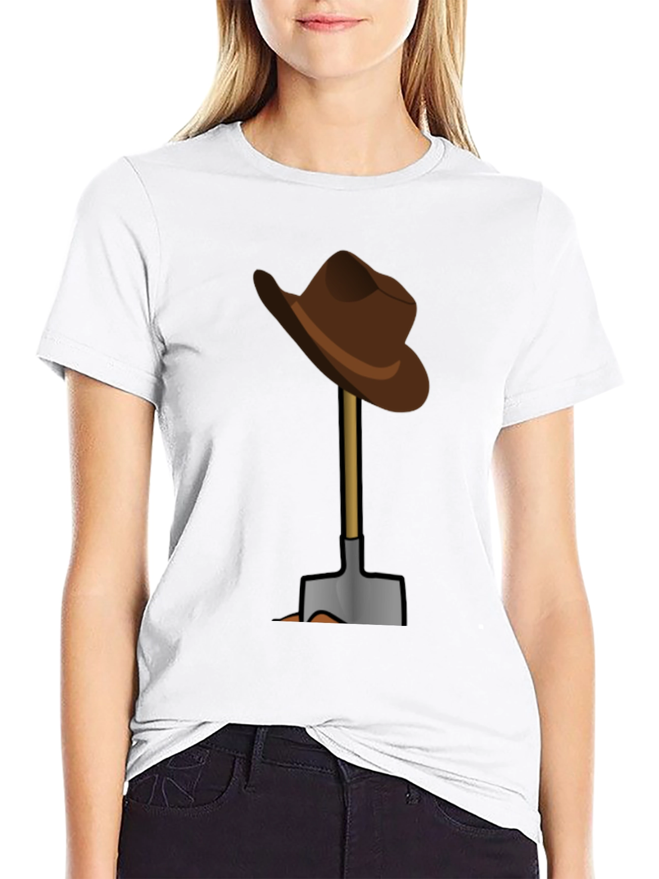 Funny T-Shirt: Hat on Shovel Graphic Tee