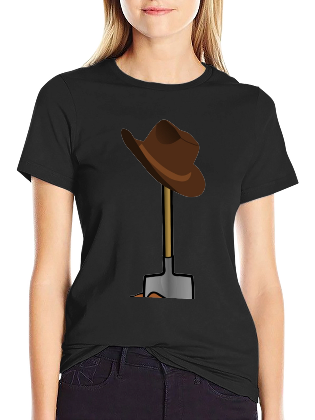 Funny T-Shirt: Hat on Shovel Graphic Tee