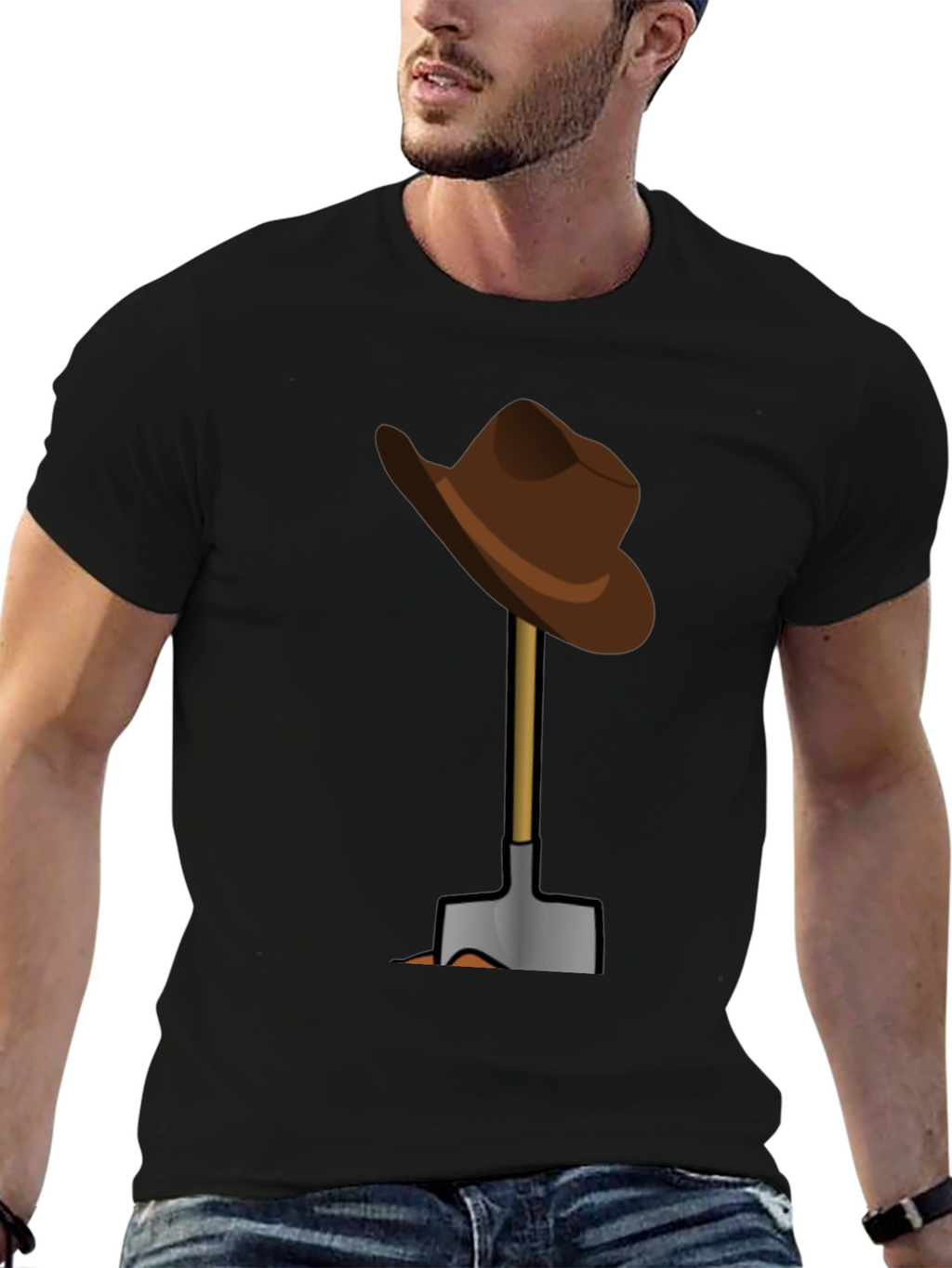 Funny T-Shirt: Hat on Shovel Graphic Tee