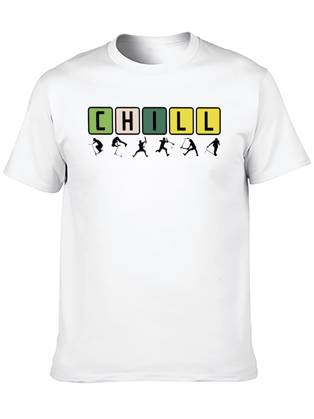 CHILL Word Graphic Print Black T-Shirt