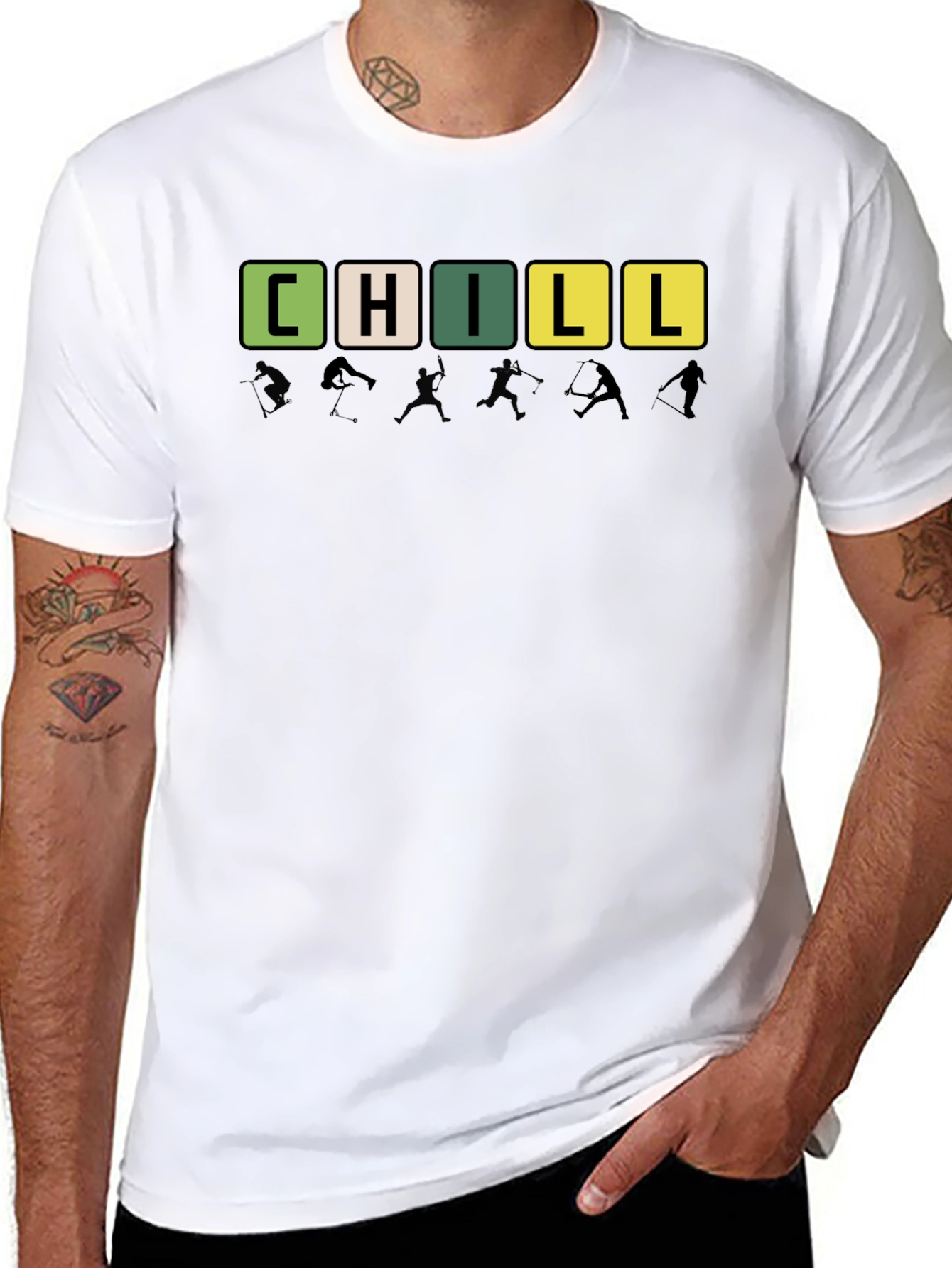 CHILL Word Graphic Print Black T-Shirt