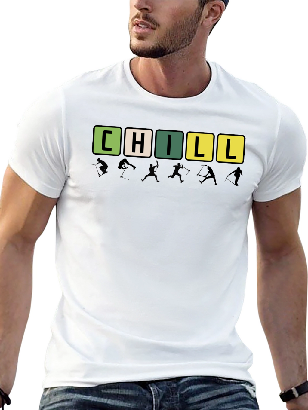 CHILL Word Graphic Print Black T-Shirt