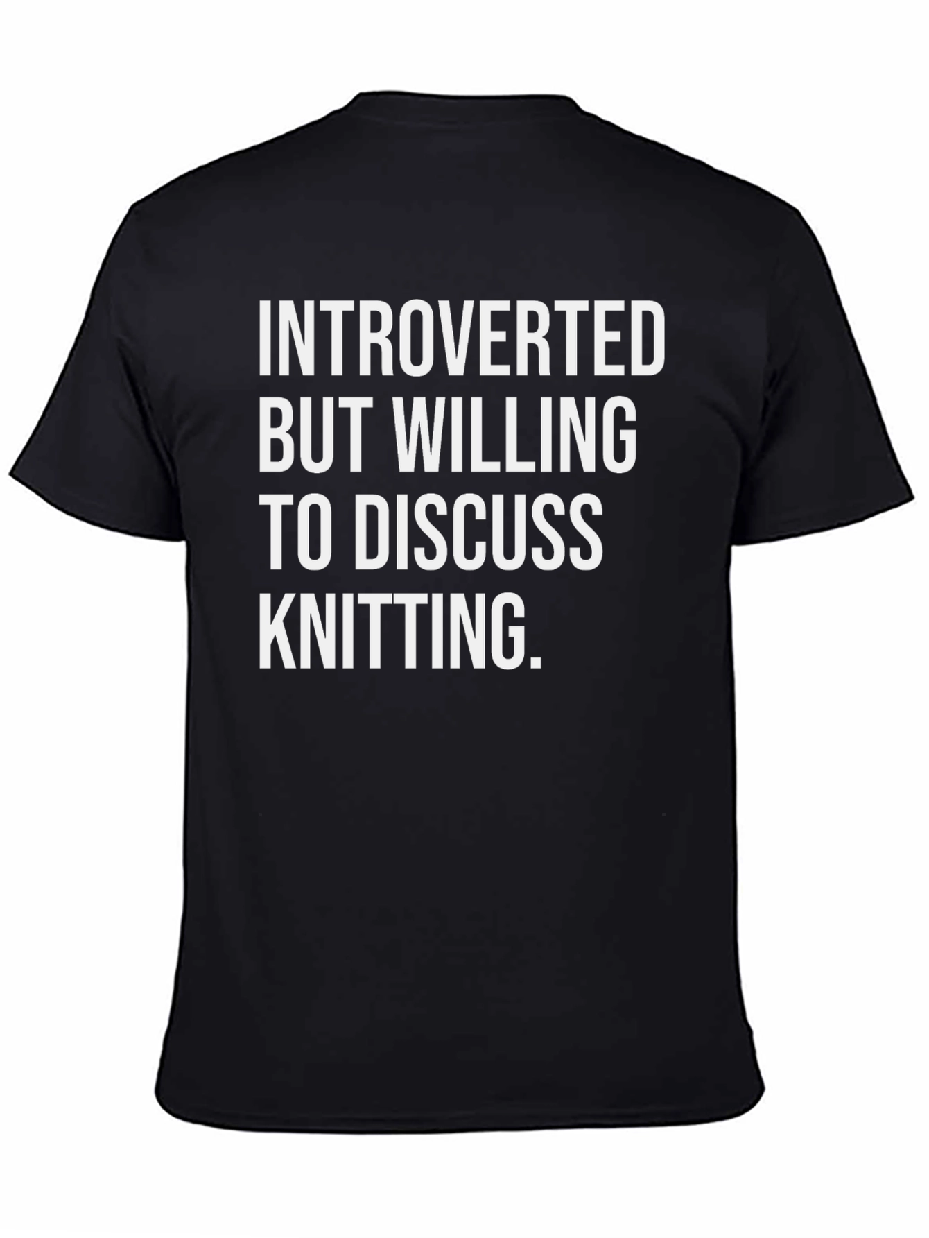 Introverted Knitting T-Shirt - Black Cotton Knitwear Enthusiast Tee