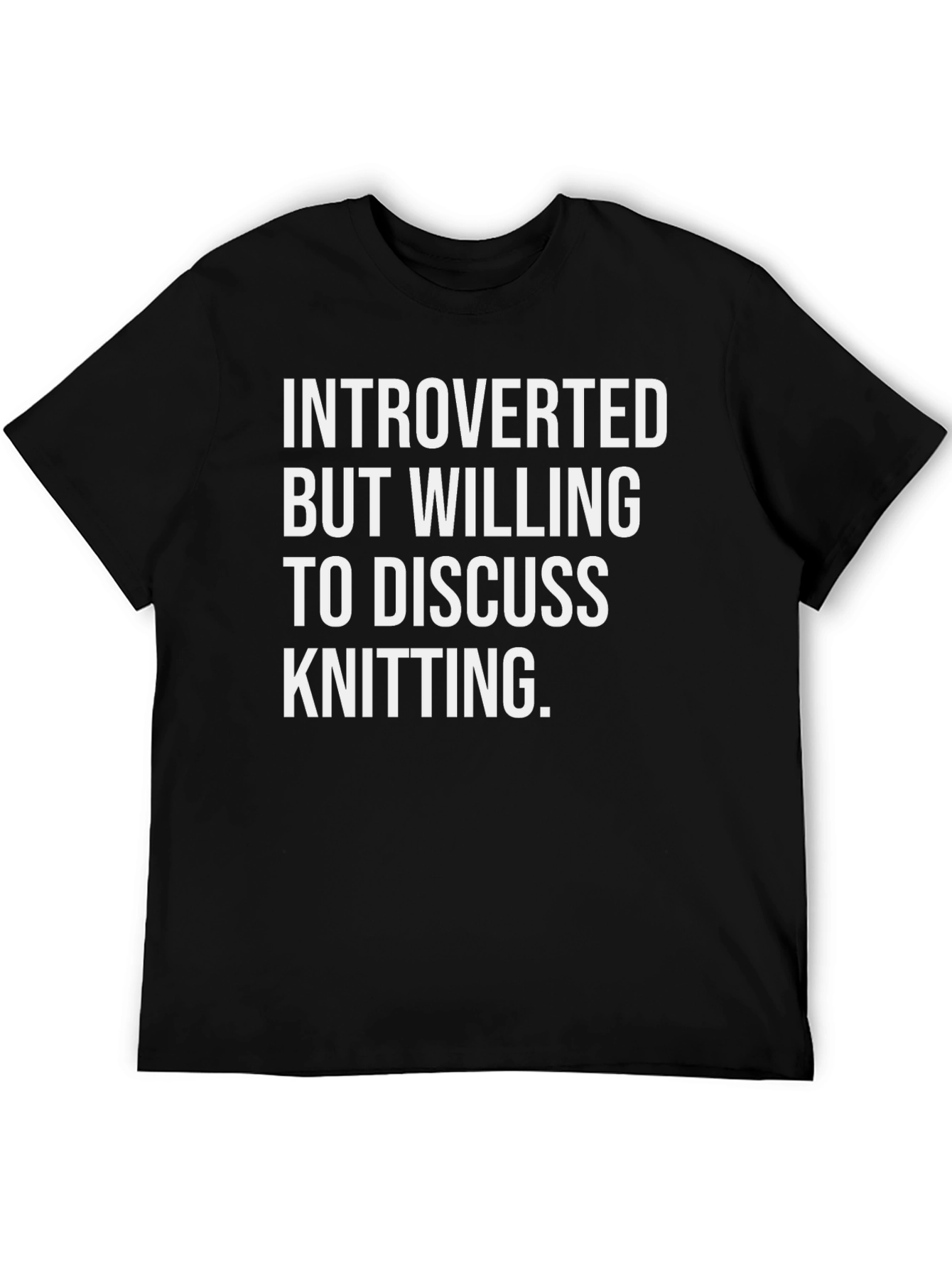 Introverted Knitting T-Shirt - Black Cotton Knitwear Enthusiast Tee