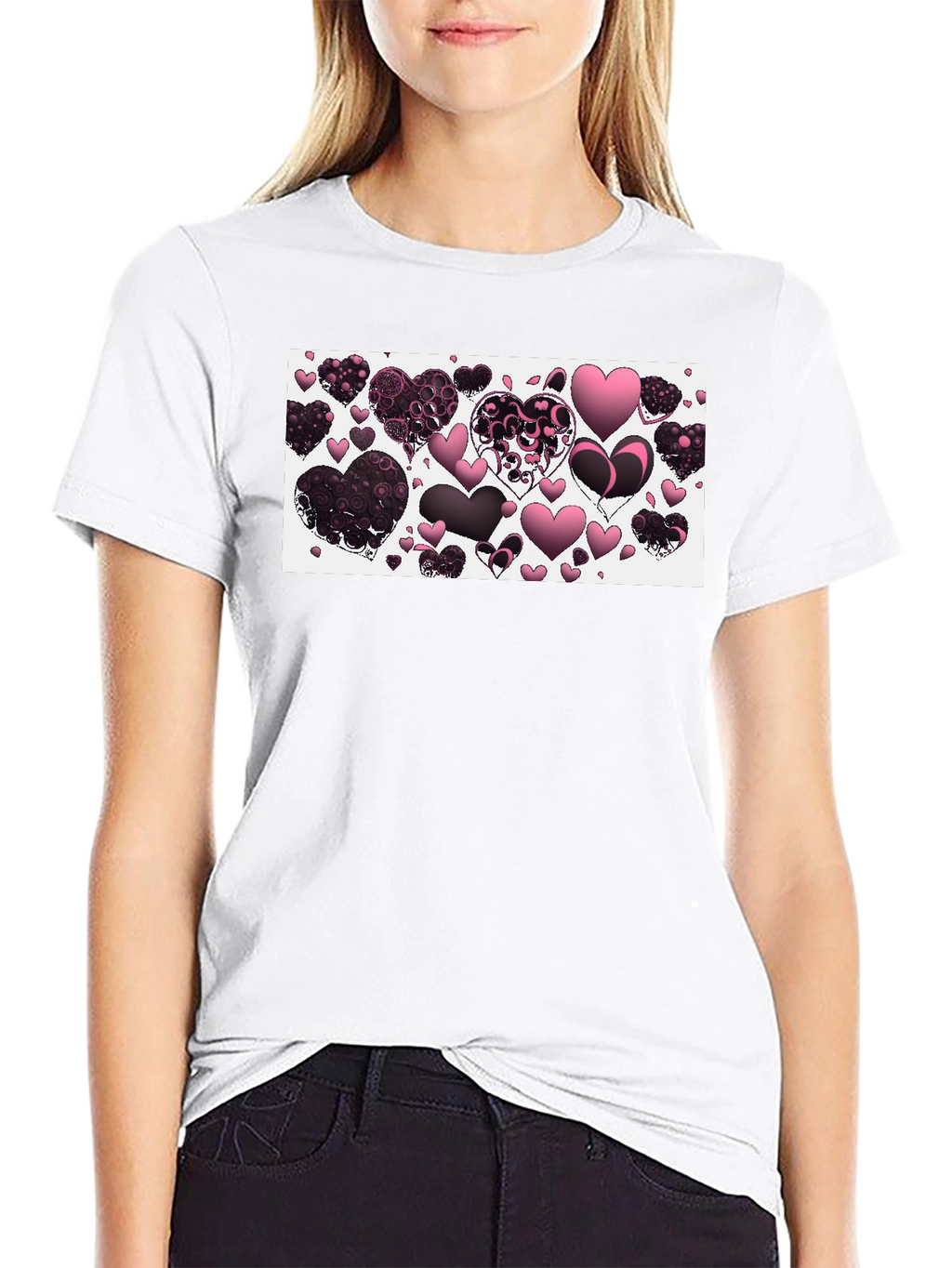 Heart Patterned Graphic T-Shirt