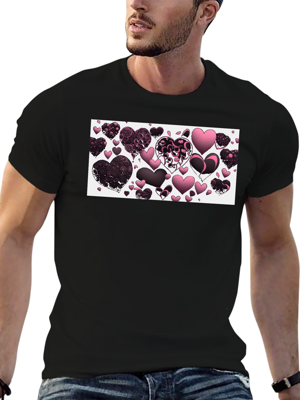 Heart Patterned Graphic T-Shirt