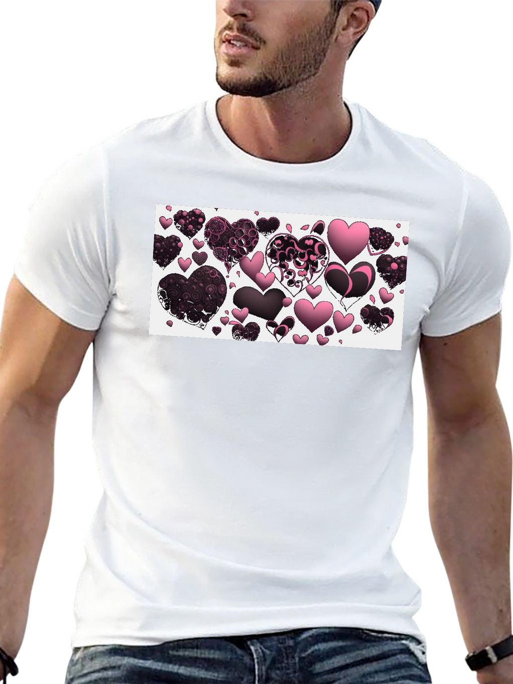 Heart Patterned Graphic T-Shirt