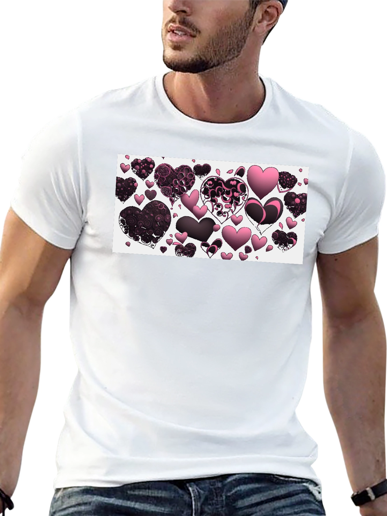 Heart Patterned Graphic T-Shirt