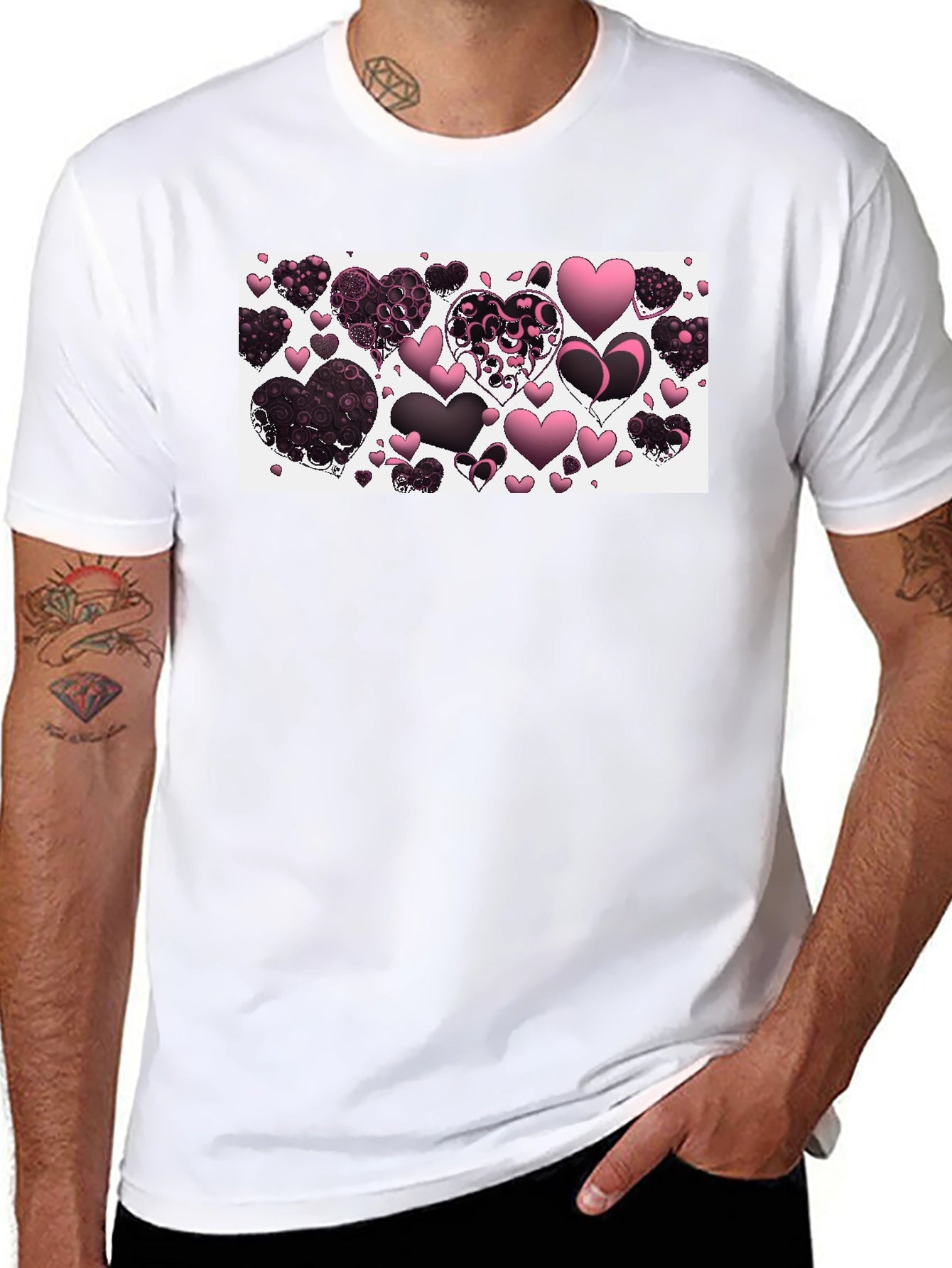 Heart Patterned Graphic T-Shirt