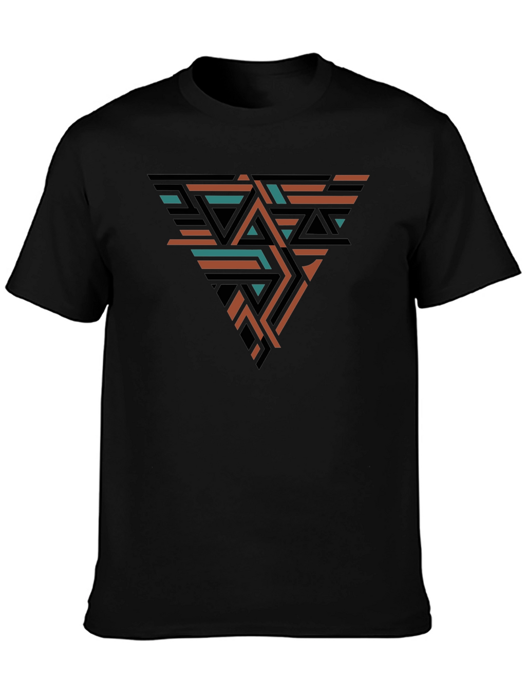 Geometric Triangle Design Black T-Shirt