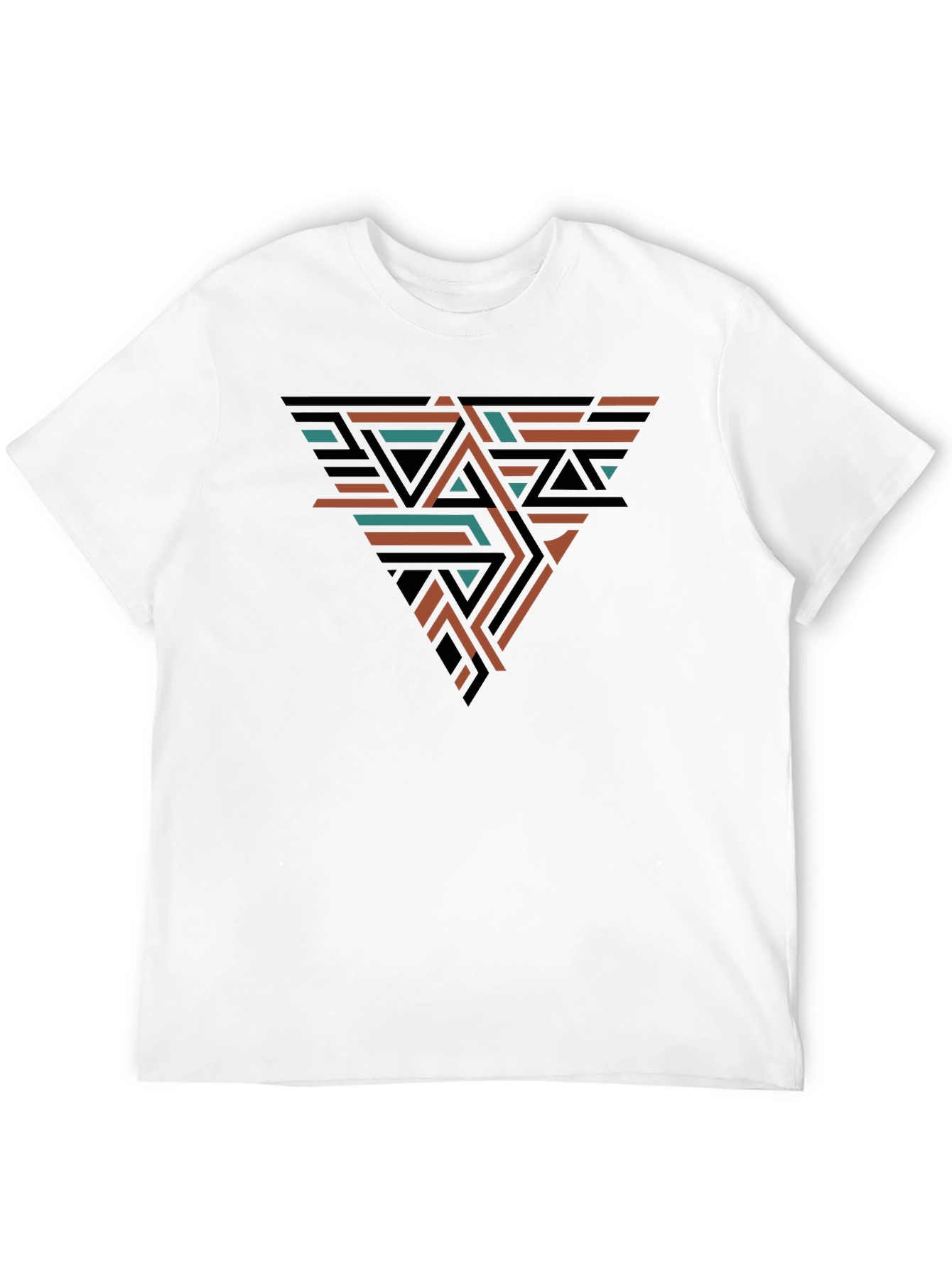 Geometric Triangle Design Black T-Shirt