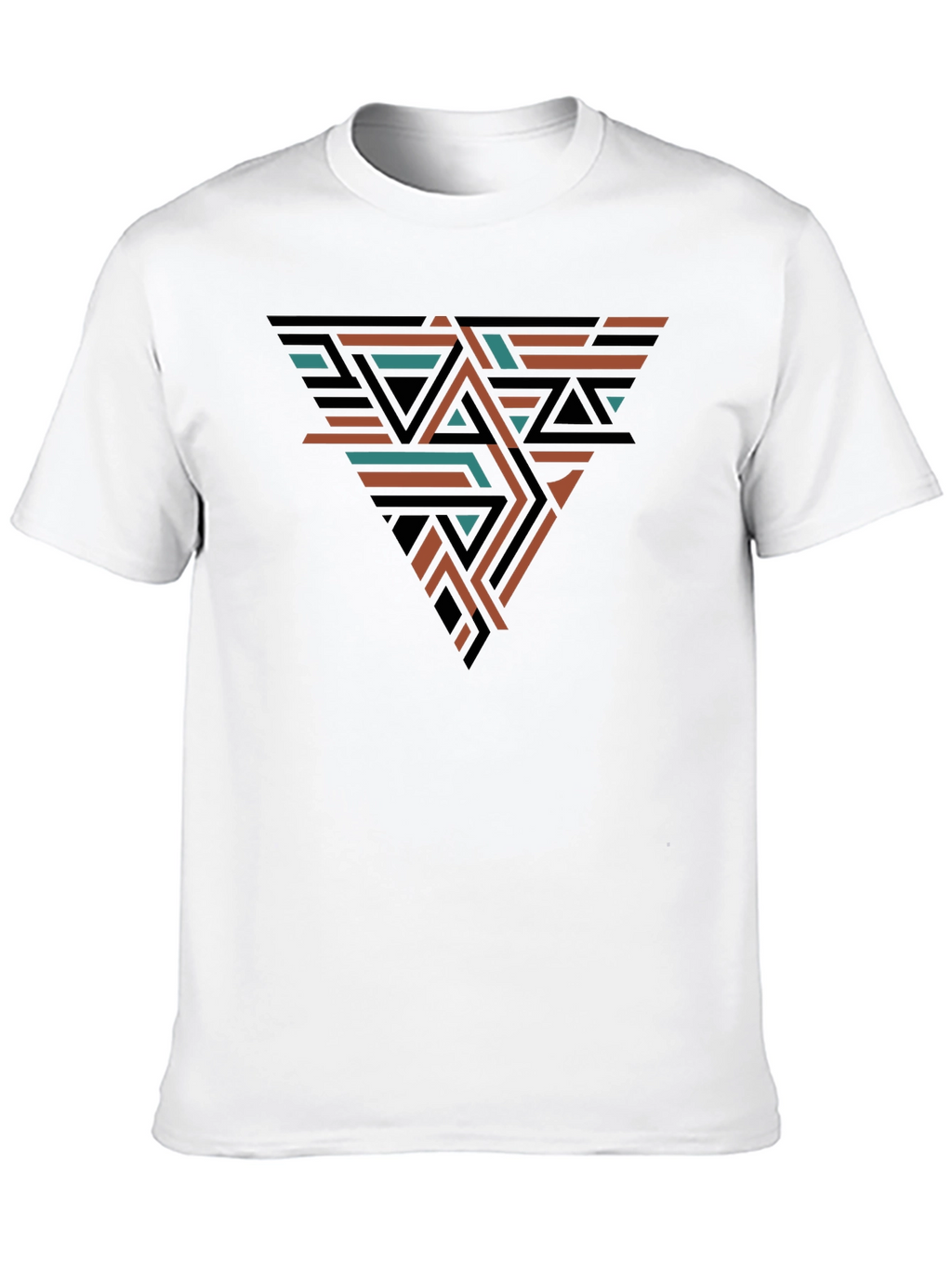 Geometric Triangle Design Black T-Shirt