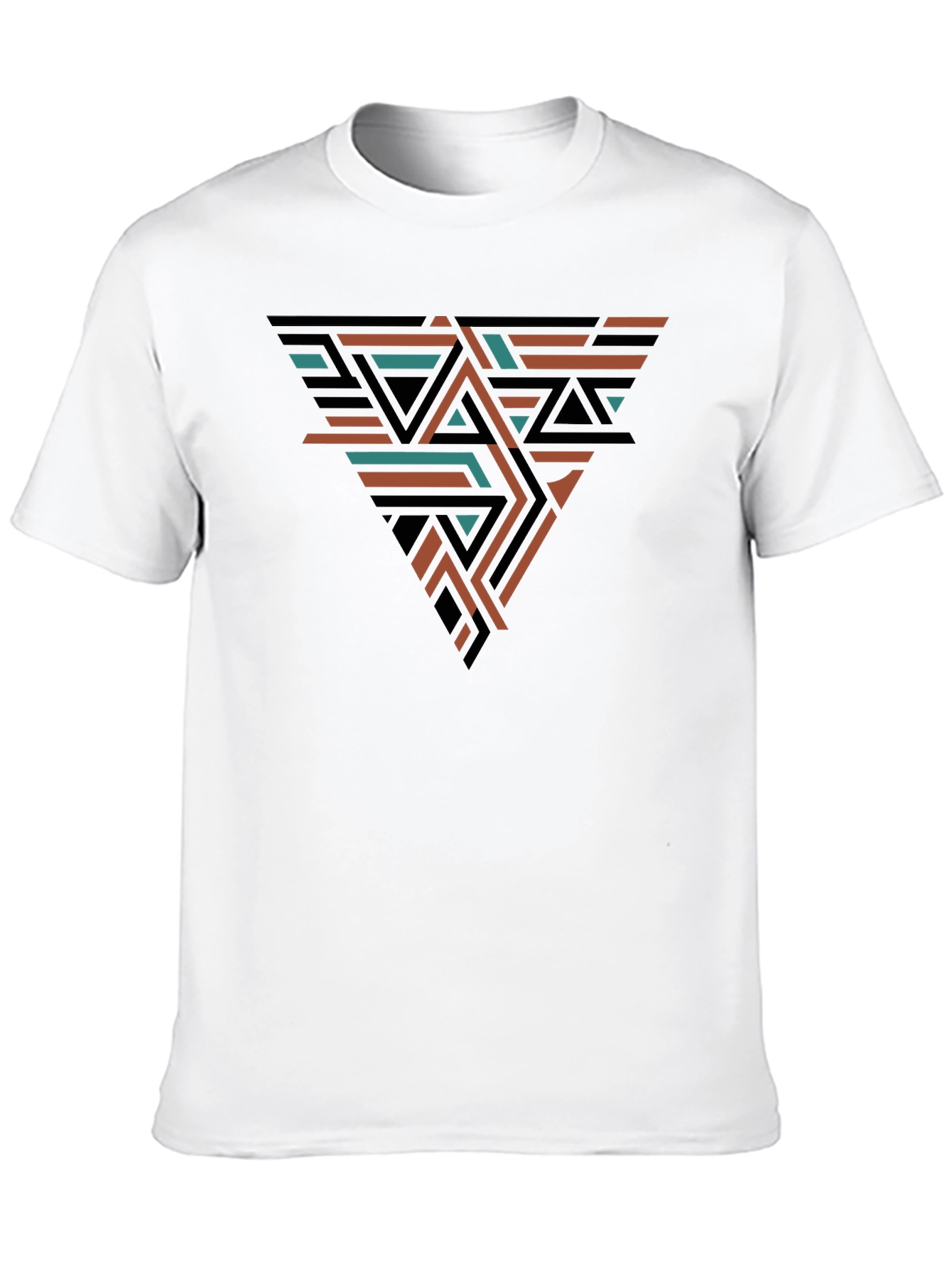 Geometric Triangle Design Black T-Shirt