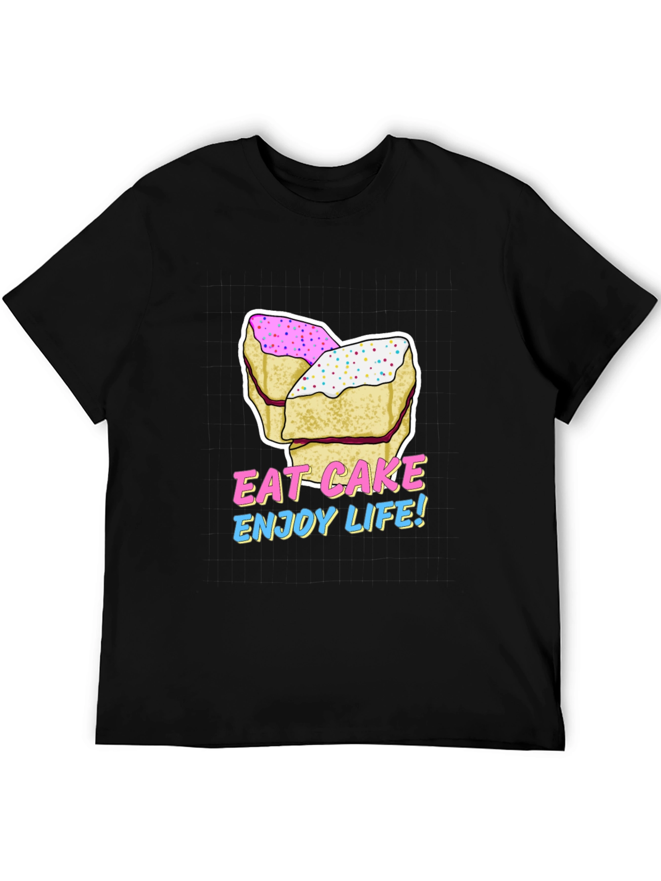 Eat Cake Enjoy Life Graphic Tee - Black Cotton T-Shirt