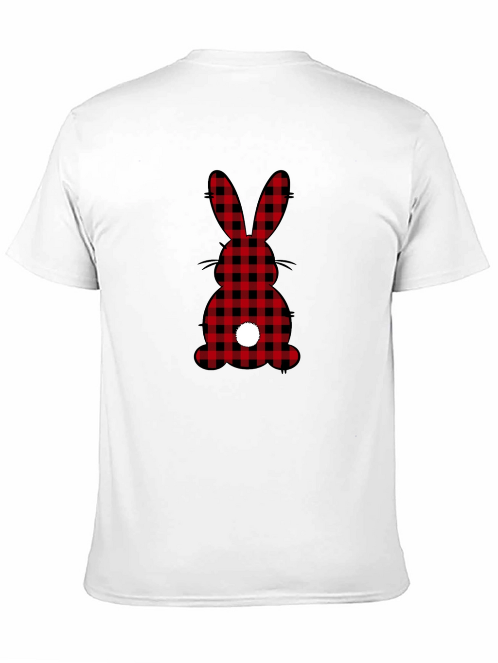 Plaid Easter Bunny Tail Black T-Shirt