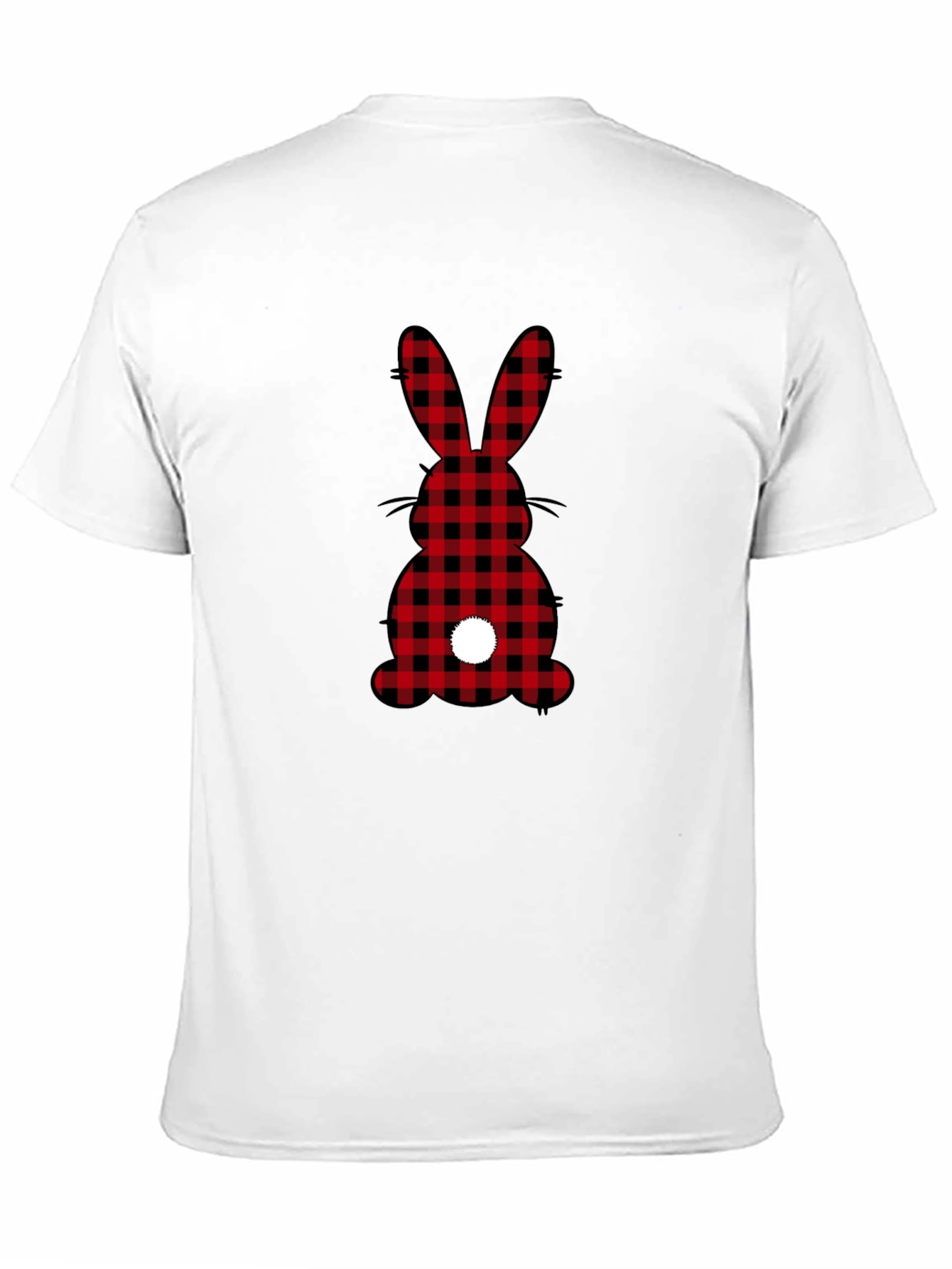 Plaid Easter Bunny Tail Black T-Shirt