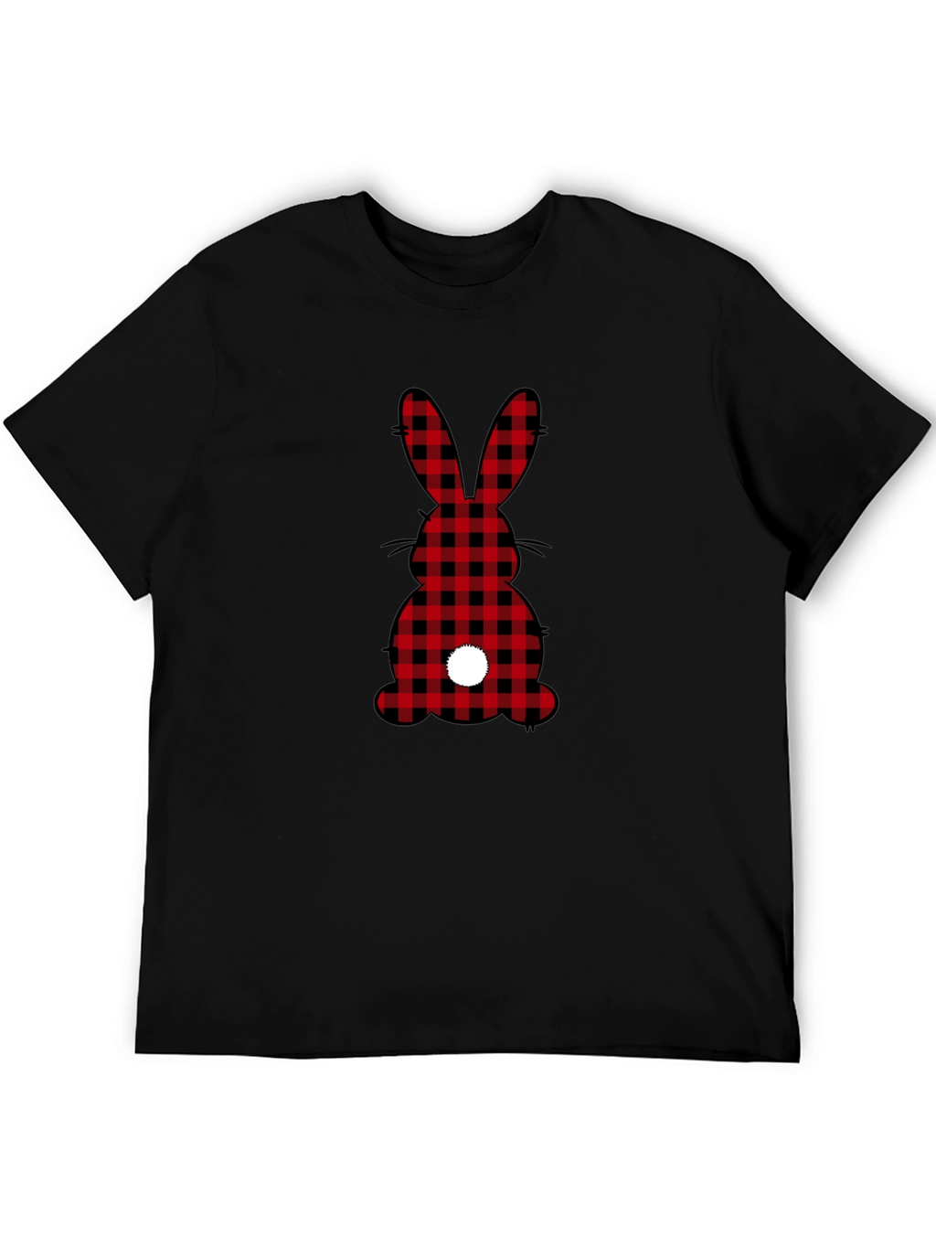 Plaid Easter Bunny Tail Black T-Shirt