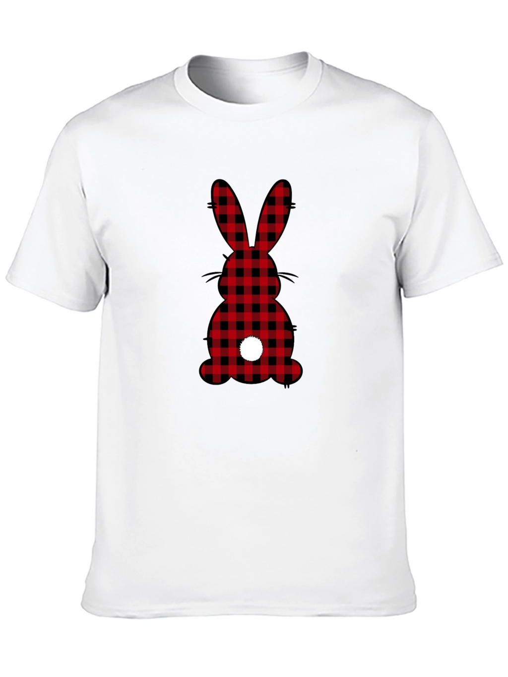 Plaid Easter Bunny Tail Black T-Shirt