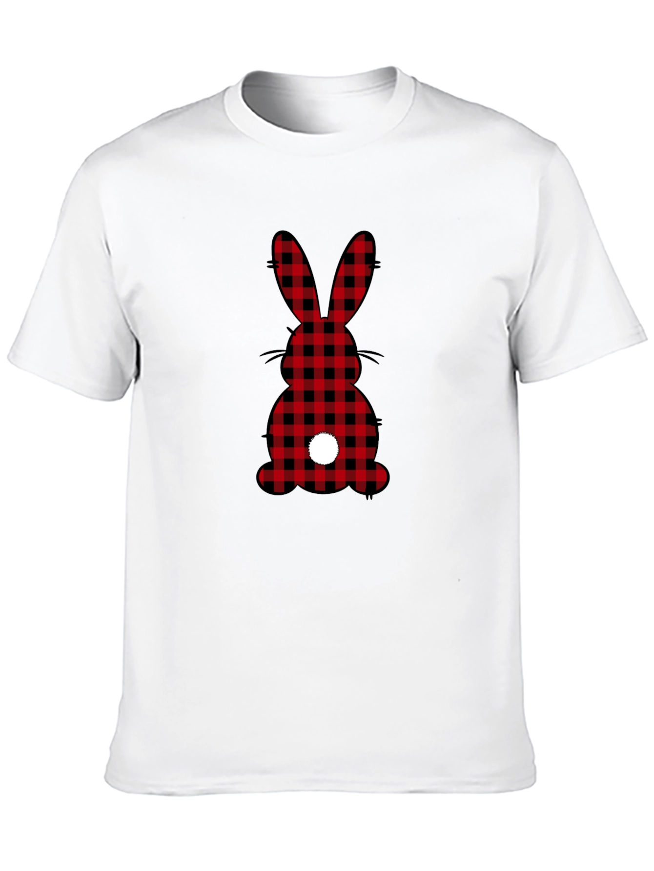 Plaid Easter Bunny Tail Black T-Shirt