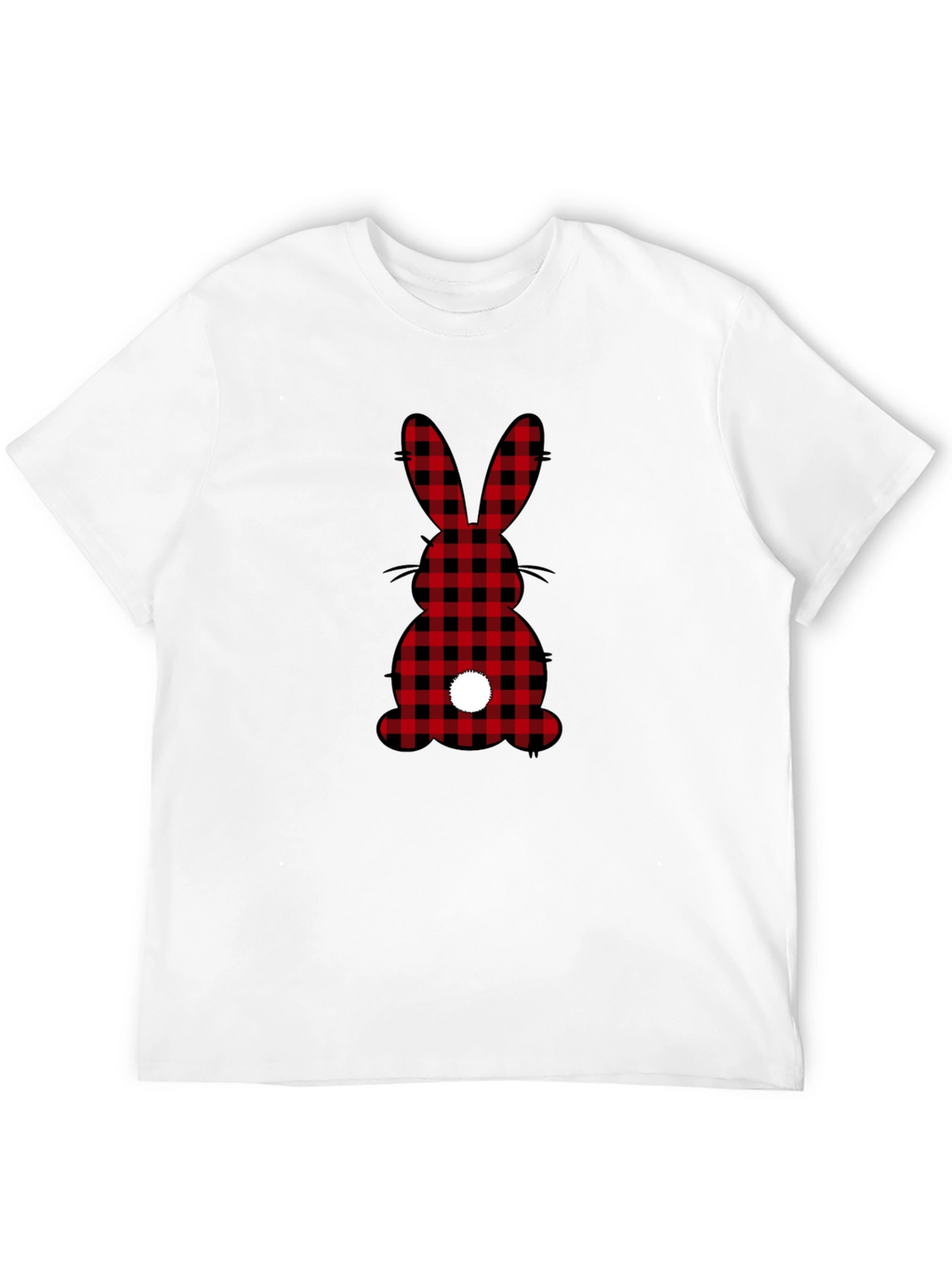 Plaid Easter Bunny Tail Black T-Shirt