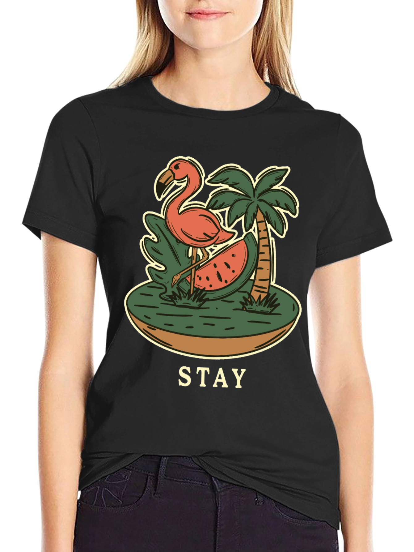 Stay Tropical Graphic Tee - Flamingo Summer T-Shirt