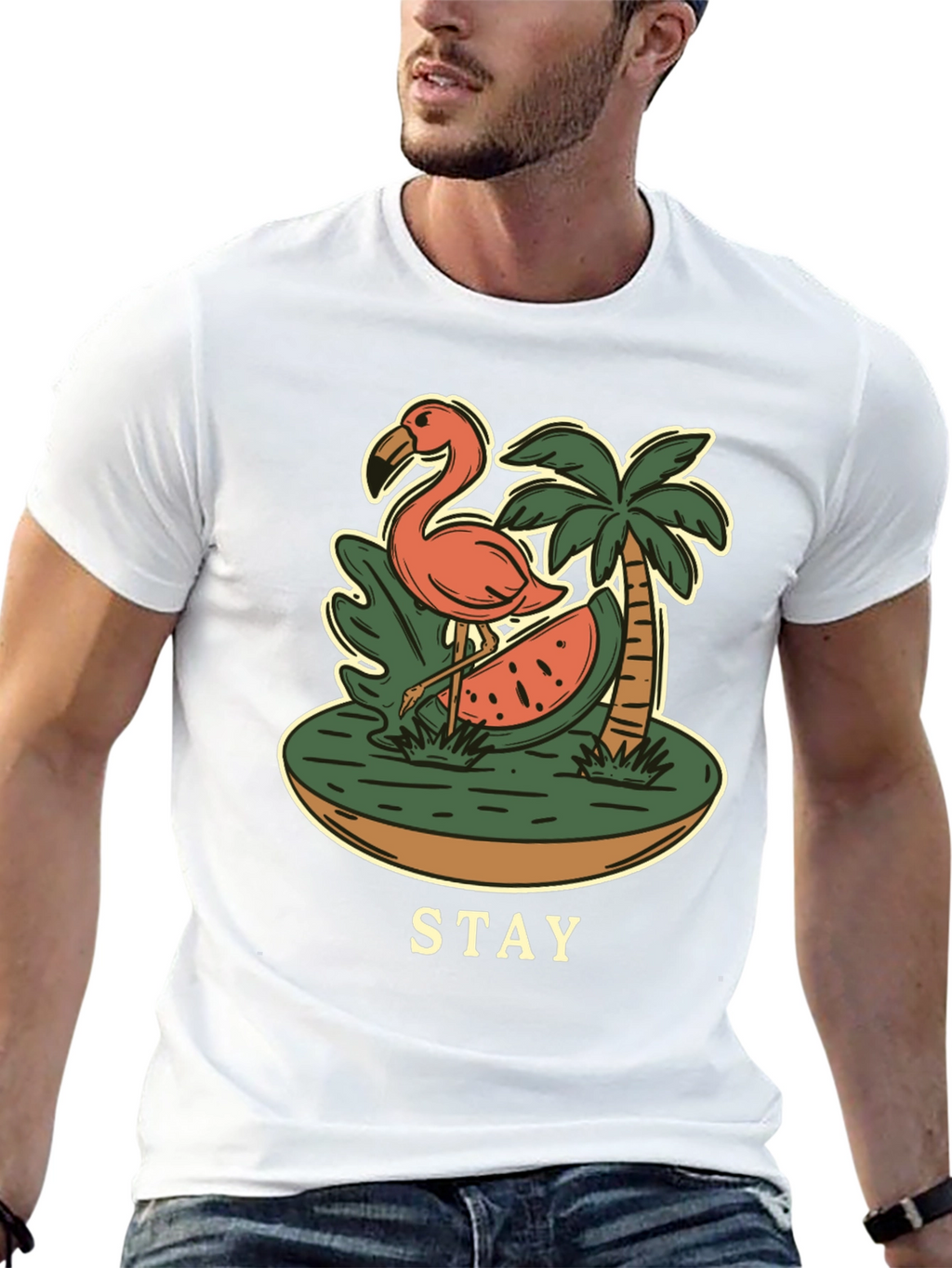 Stay Tropical Graphic Tee - Flamingo Summer T-Shirt