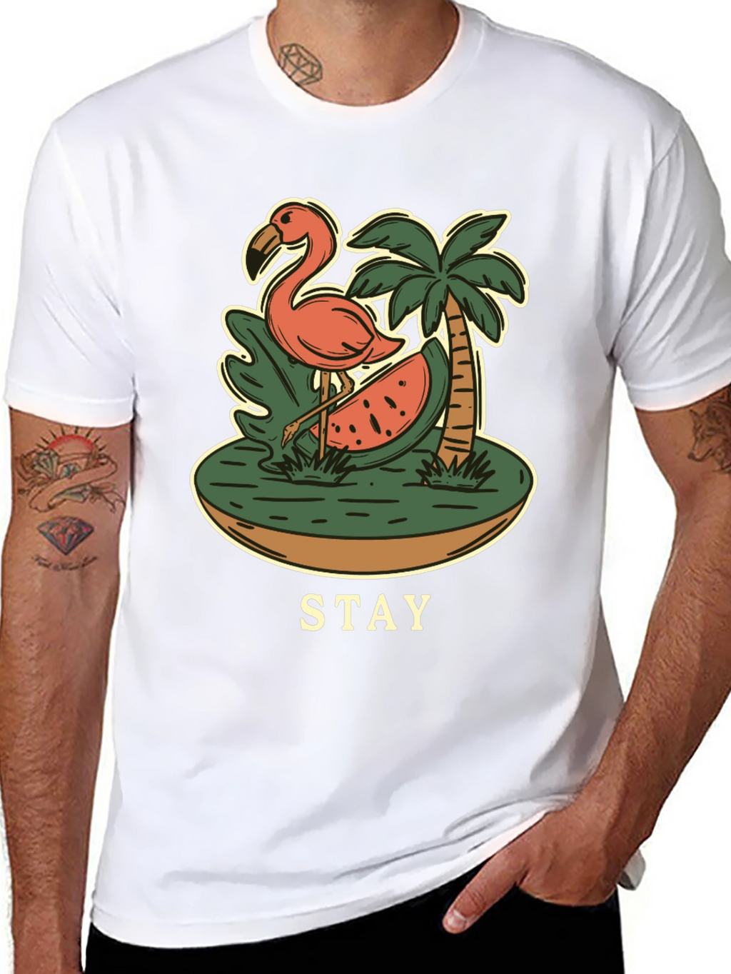 Stay Tropical Graphic Tee - Flamingo Summer T-Shirt
