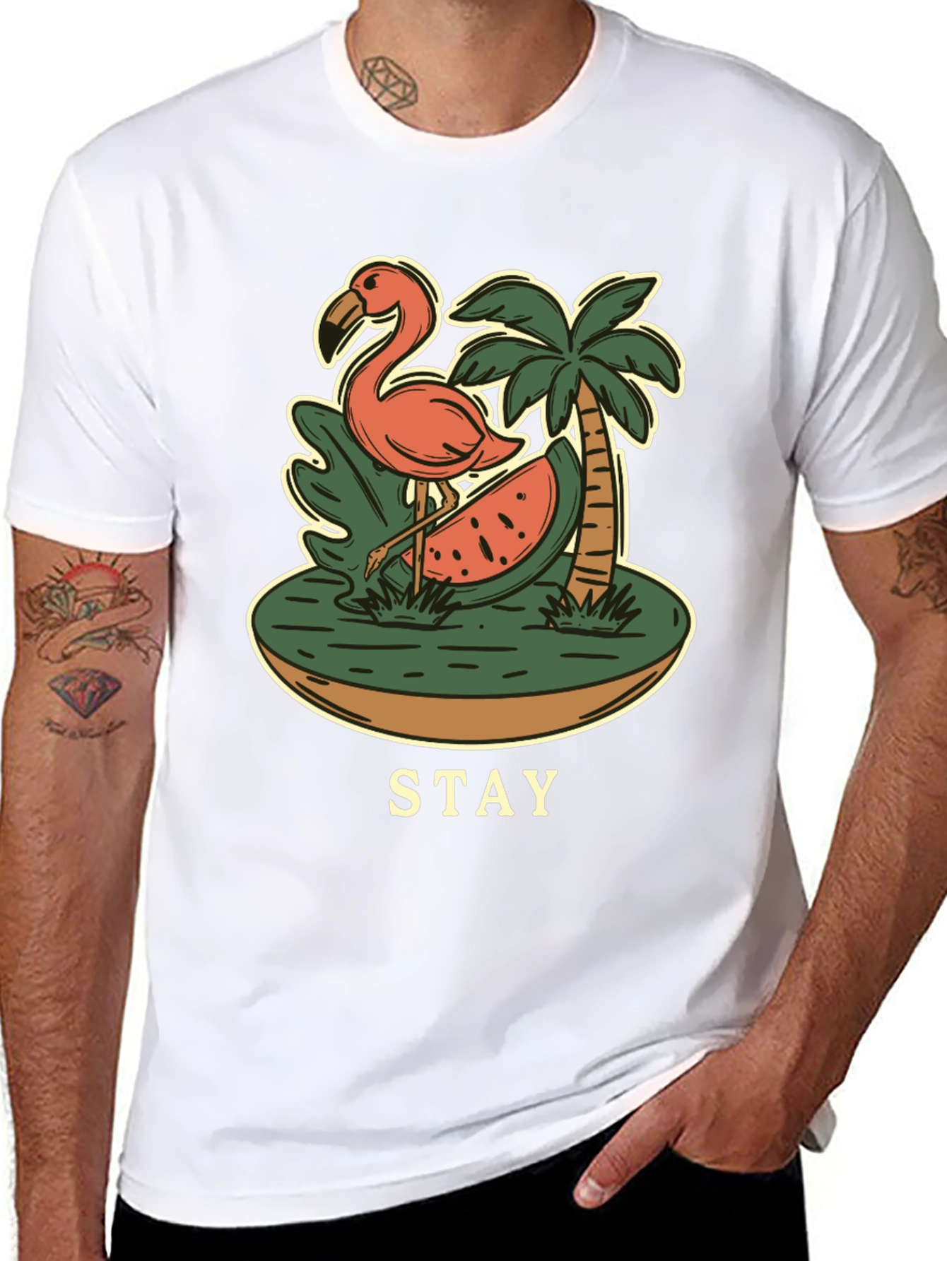 Stay Tropical Graphic Tee - Flamingo Summer T-Shirt