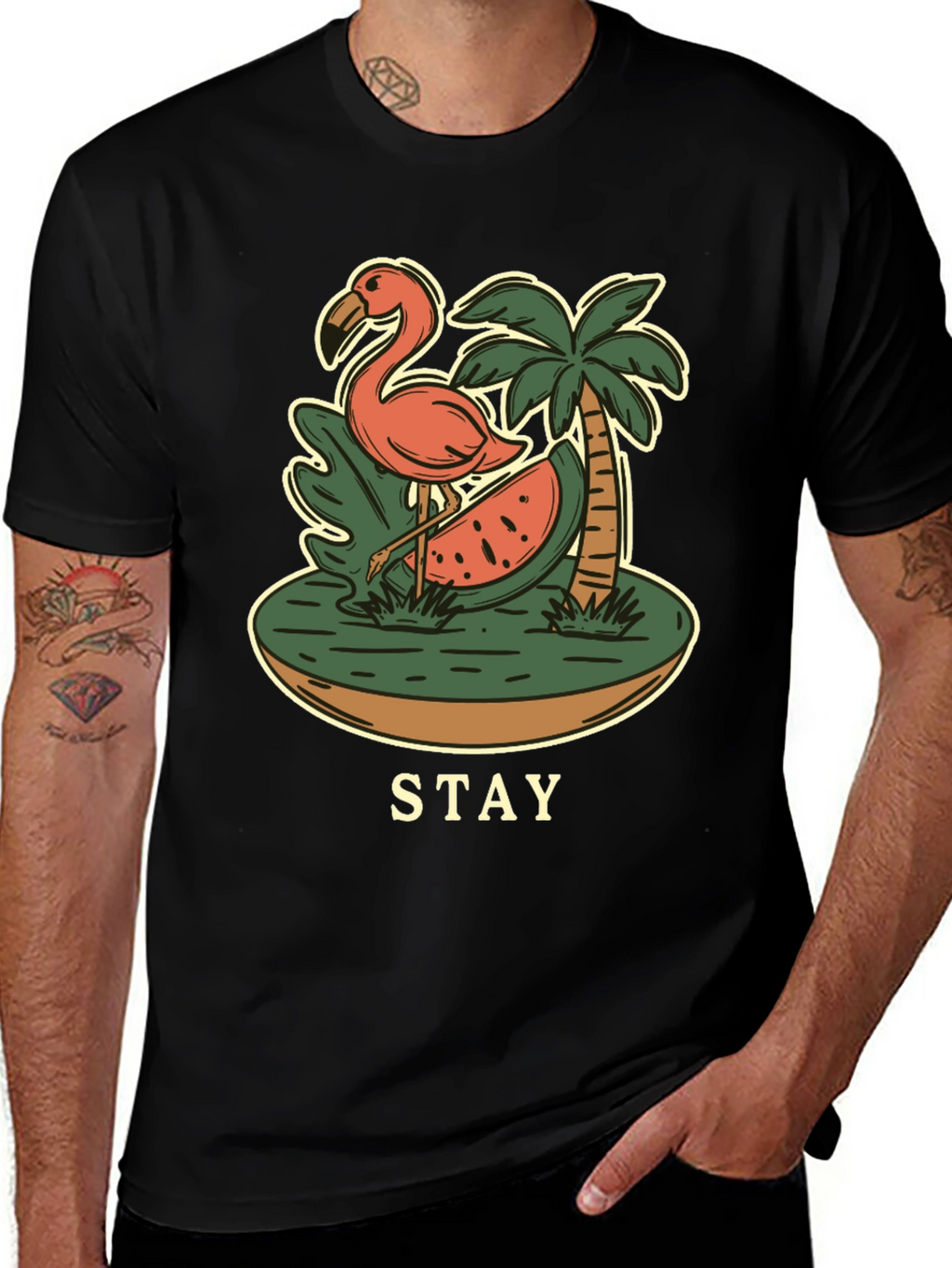 Stay Tropical Graphic Tee - Flamingo Summer T-Shirt