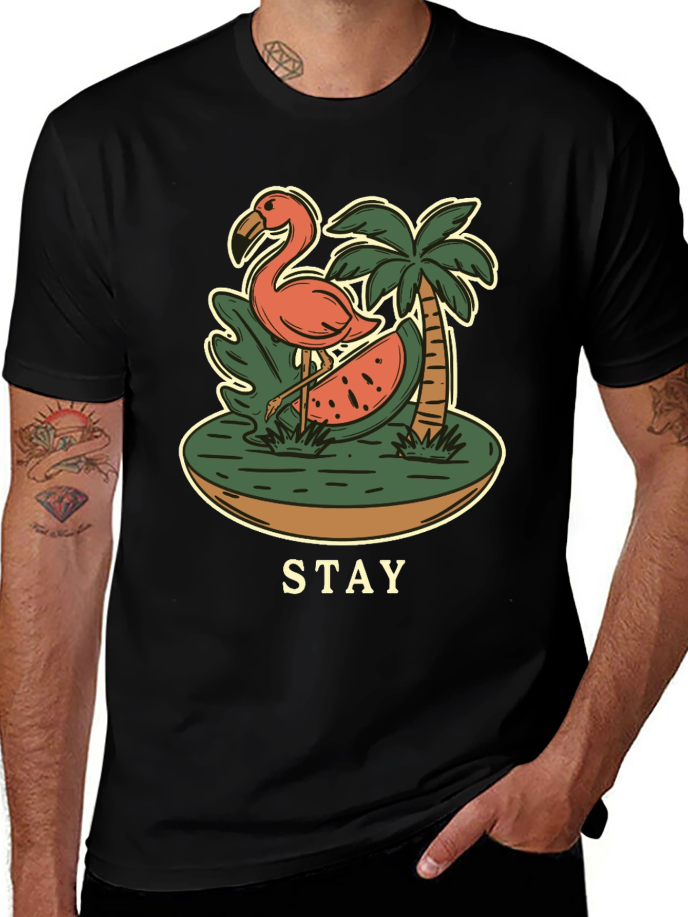 Stay Tropical Graphic Tee - Flamingo Summer T-Shirt