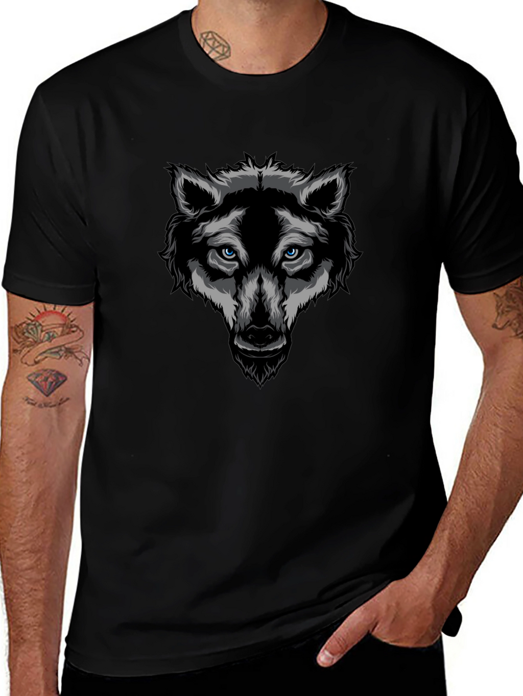 Black Wolf Graphic T-Shirt - Cool Animal Design