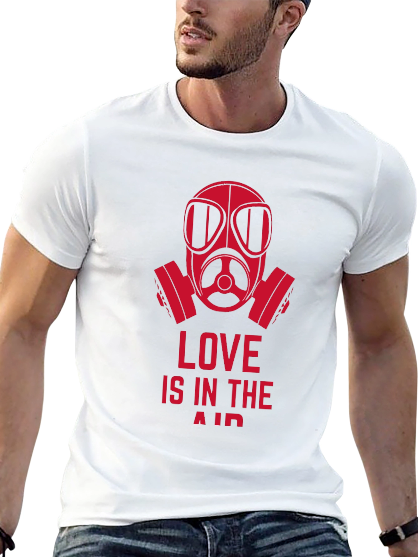 Love is in the Air Gas Mask Graphic Tee