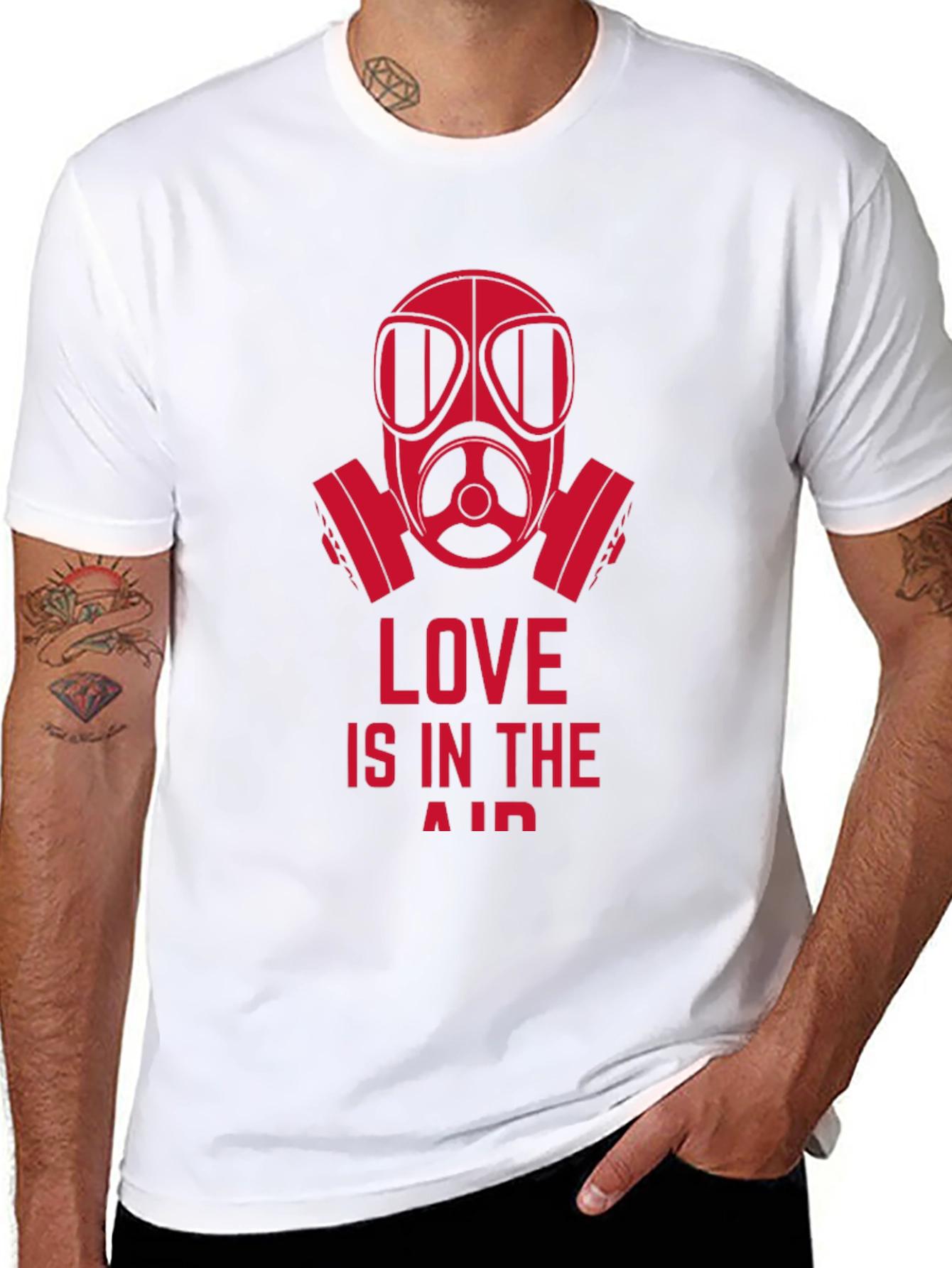 Love is in the Air Gas Mask Graphic Tee