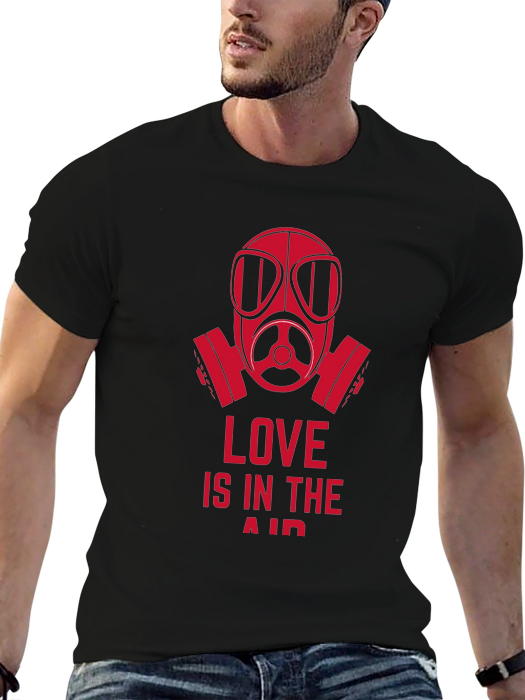 Love is in the Air Gas Mask Graphic Tee