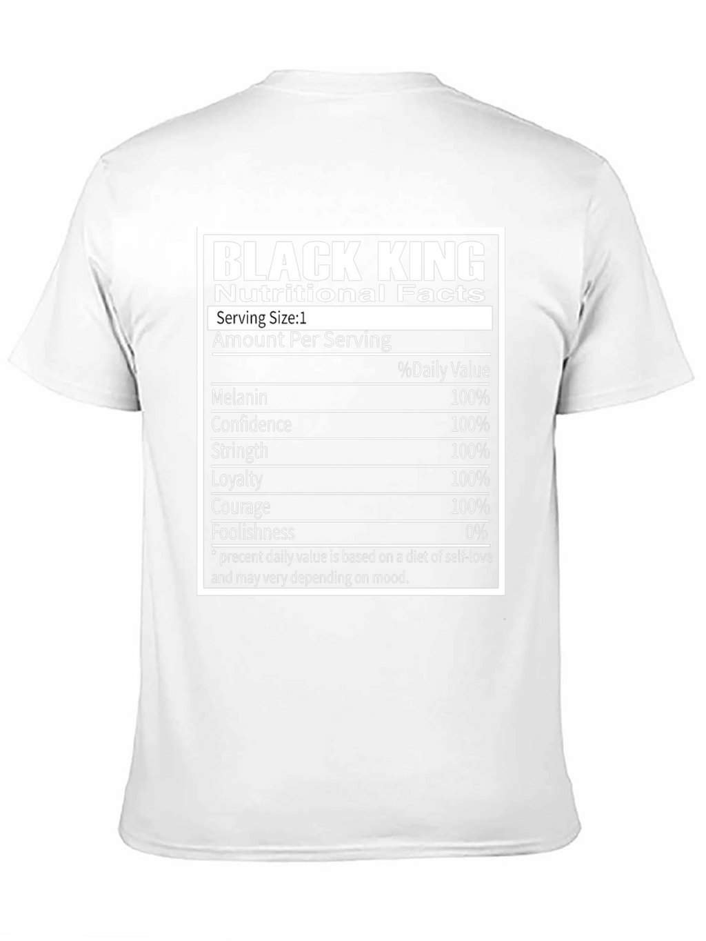 Black King Nutritional Facts Graphic T-Shirt