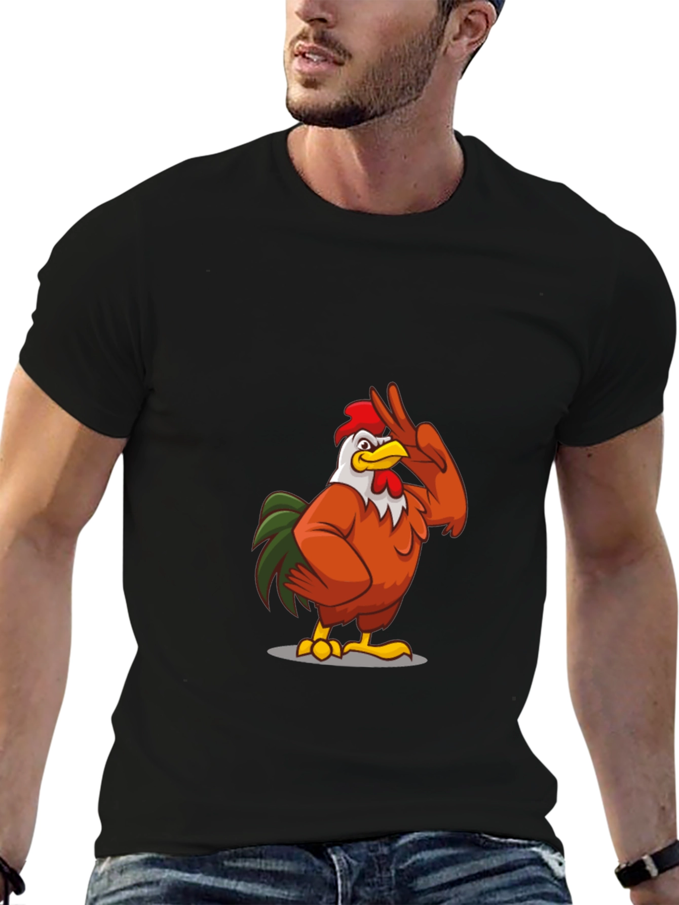 Cool Chicken Graphic Tee - Casual Black T-Shirt