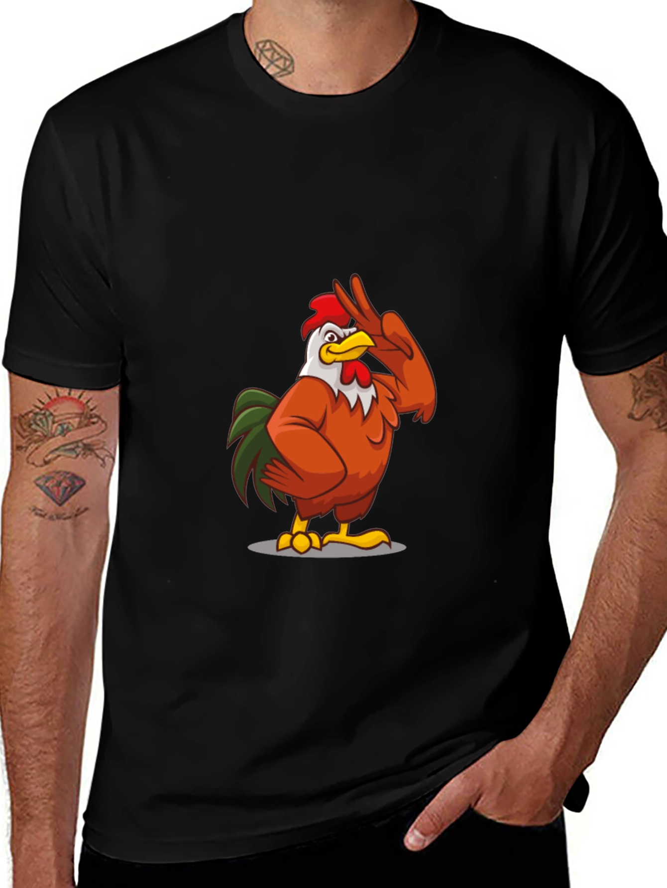 Cool Chicken Graphic Tee - Casual Black T-Shirt