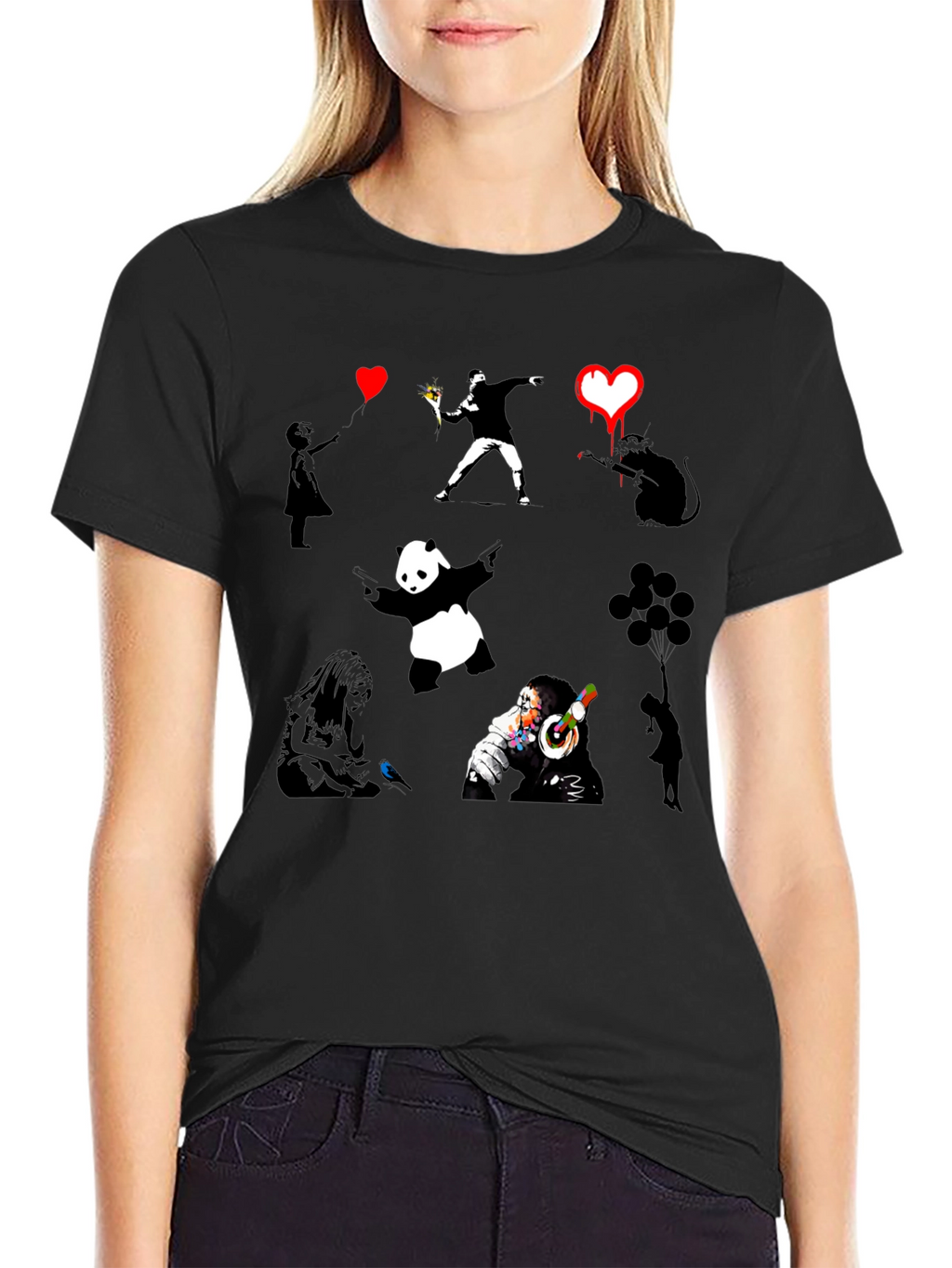 Banksy Art Print Black T-Shirt