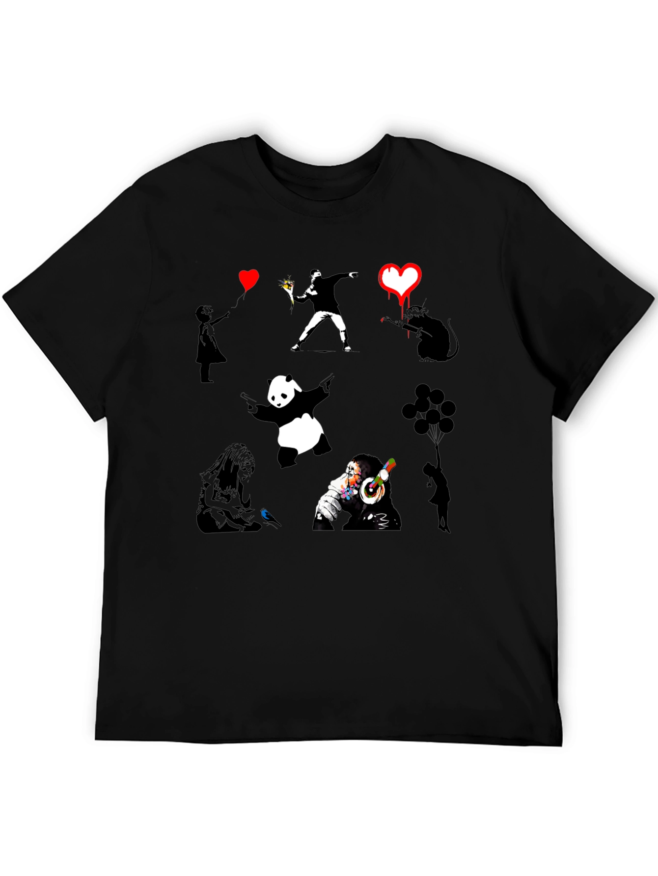 Banksy Art Print Black T-Shirt