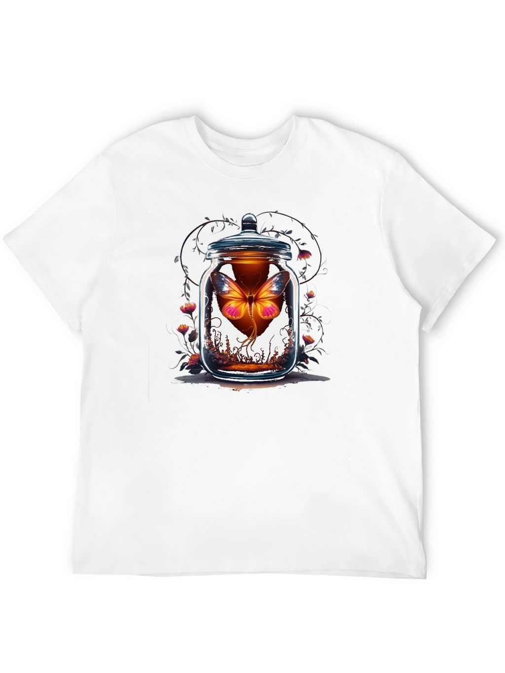 Butterfly in Jar Graphic Tee - Black Cotton T-Shirt