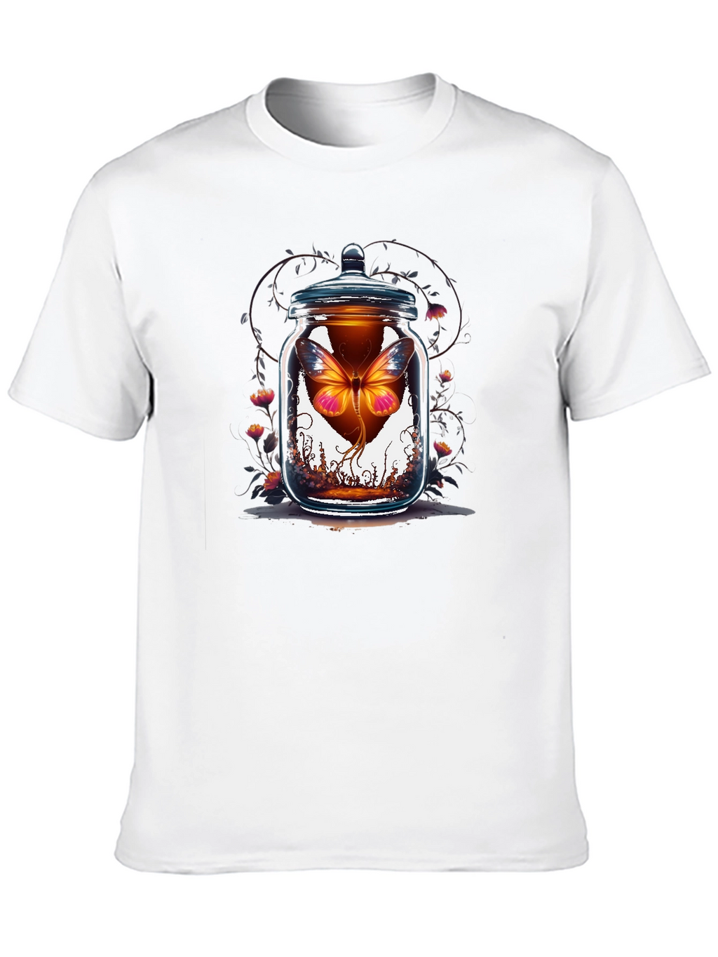 Butterfly in Jar Graphic Tee - Black Cotton T-Shirt
